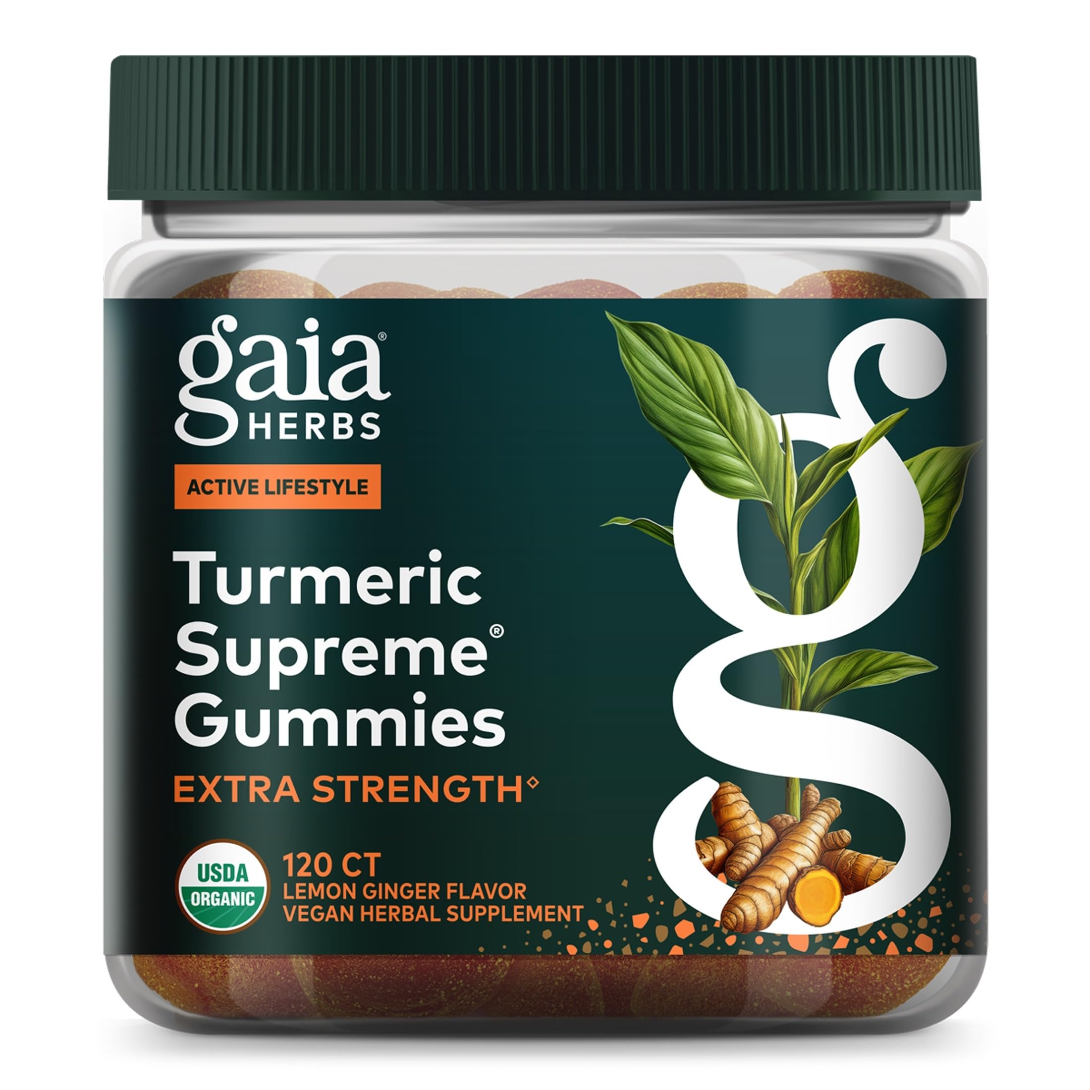 Gaia Herbs Turmeric Supreme Extra Strength, 120 Vegan Organic Gummies 120 Count (Pack of 1)