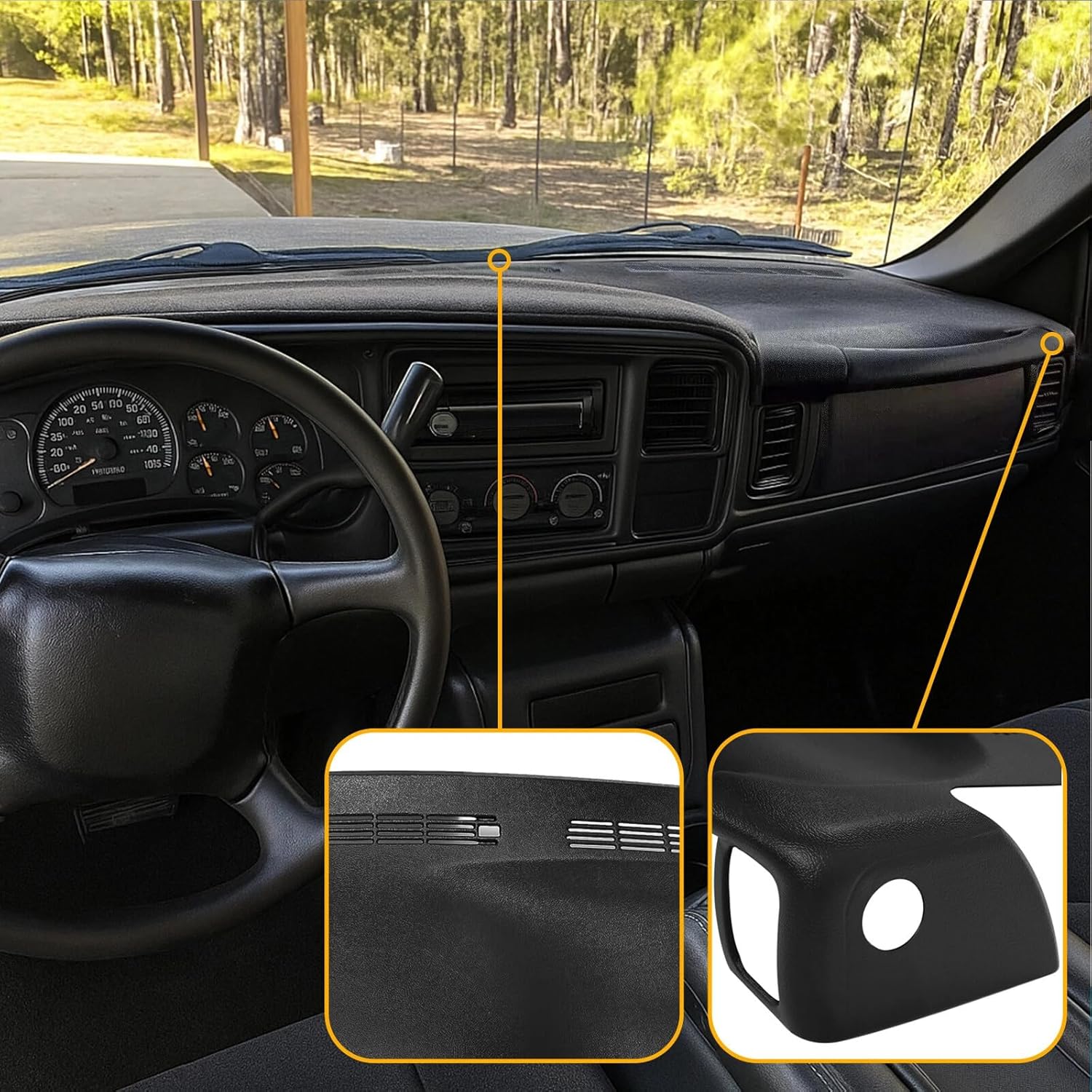 Molded Dash Cover Cap Board Overlay for Chevy Silverado Sierra 1999-2006, Black