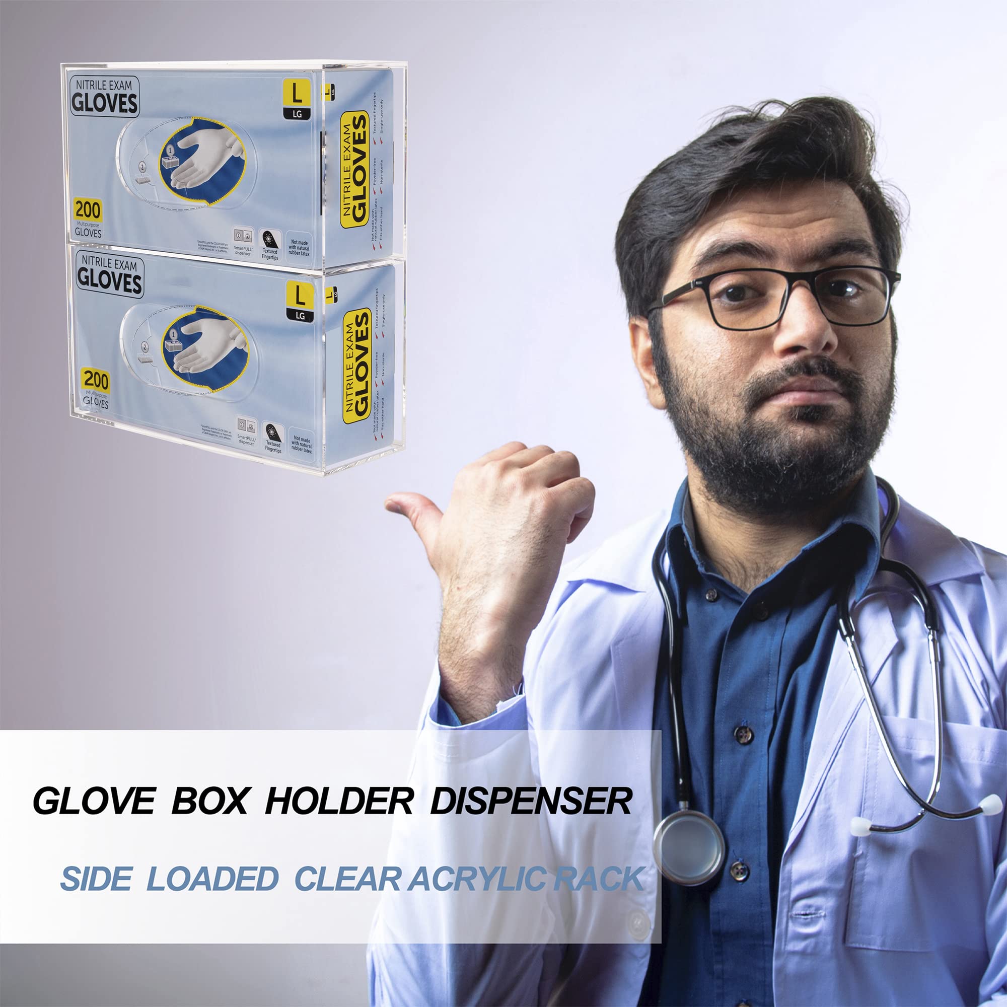Medical Gloves Large Acrylic Glove Box Dispenser Side-Loading