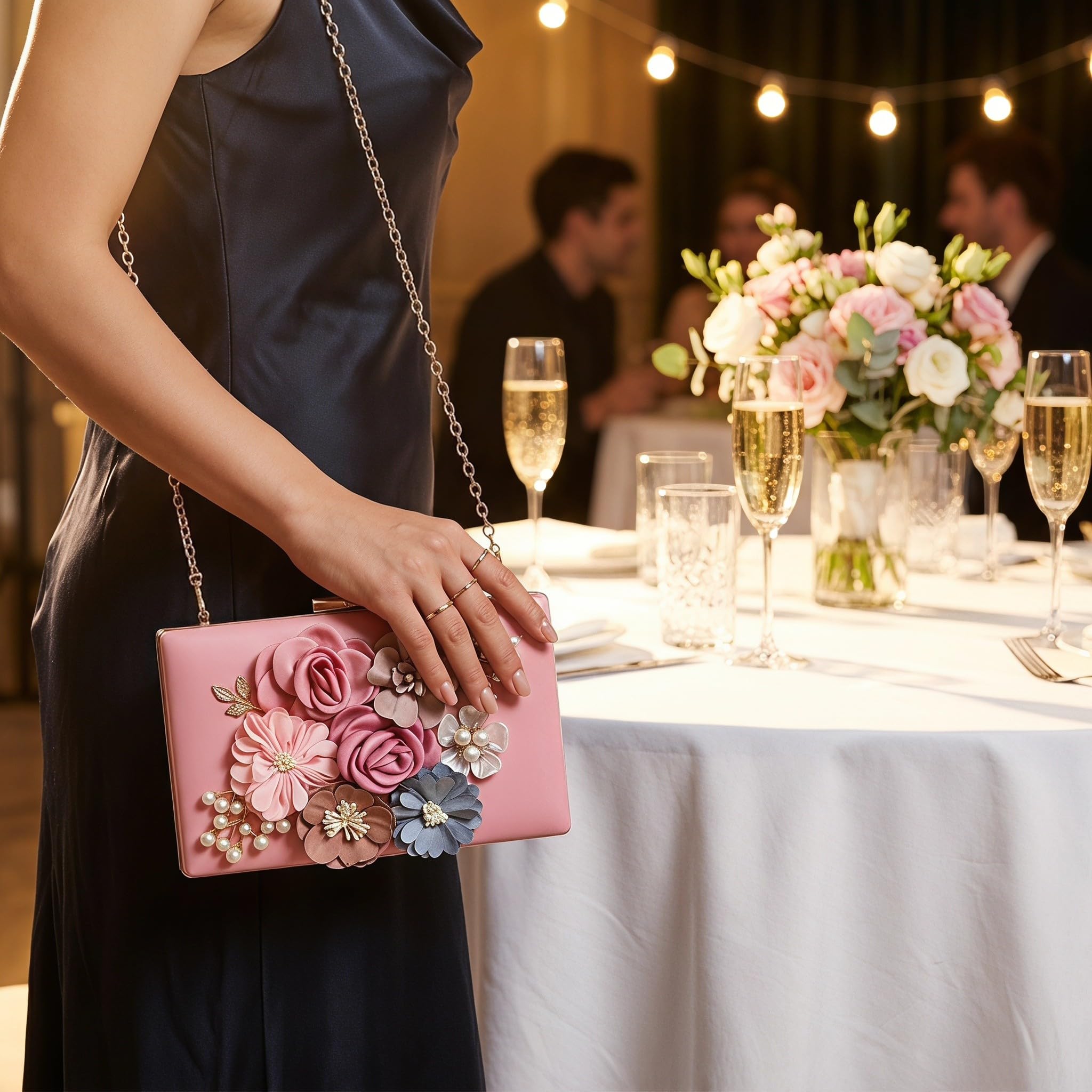 Gatuida Pochette floreale da donna, borsetta rosa da, 8x5x2