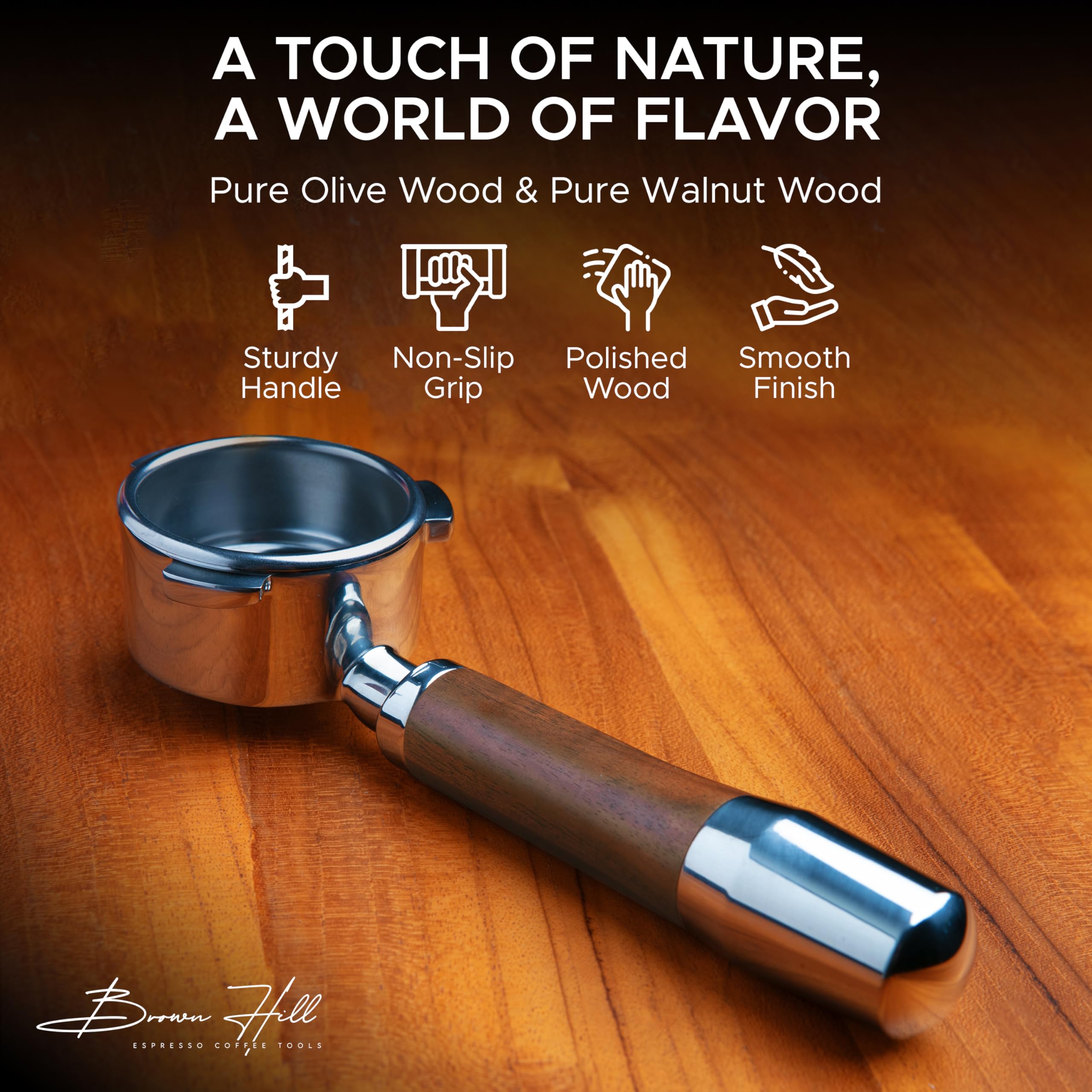 Brown Hill 54mm Bottomless Portafilter, Compatible with Breville