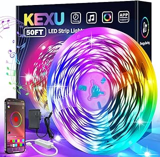 LED Strip Lights 50ft Led Lights for Bedroom Music Sync RGB Color Changing Led Lights Strip with Smart APP Lights for Bedroom Room Decor