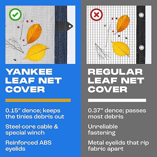 Miniatura 8 de Yankee - Red de hojas para piscina redonda de 12 pies, red de piscina sobre el suelo resistente de 0.15 pulgadas  Red de hojas  Red de piscina para