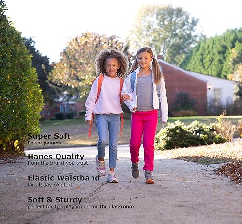 Vista 6 de Hanes Pantalones deportivos para niñas, pantalones deportivos de forro polar para niñas, pantalones de descanso EcoSmart, sin bolsillos