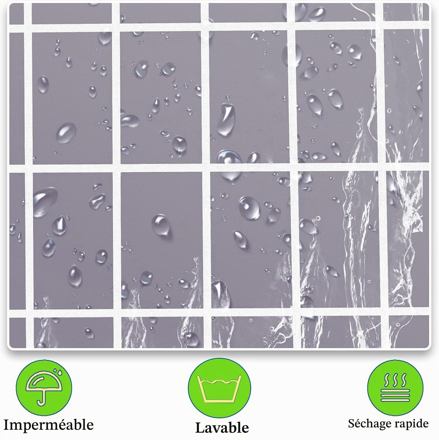 Rideau de Douche,Rideau de Douche Rond 100 x 200 cm Imperméable en Polyester Anti-moisissure, Lavable pour l'extérieur, la Plage, la Douche, Les Toilettes, l'intimité