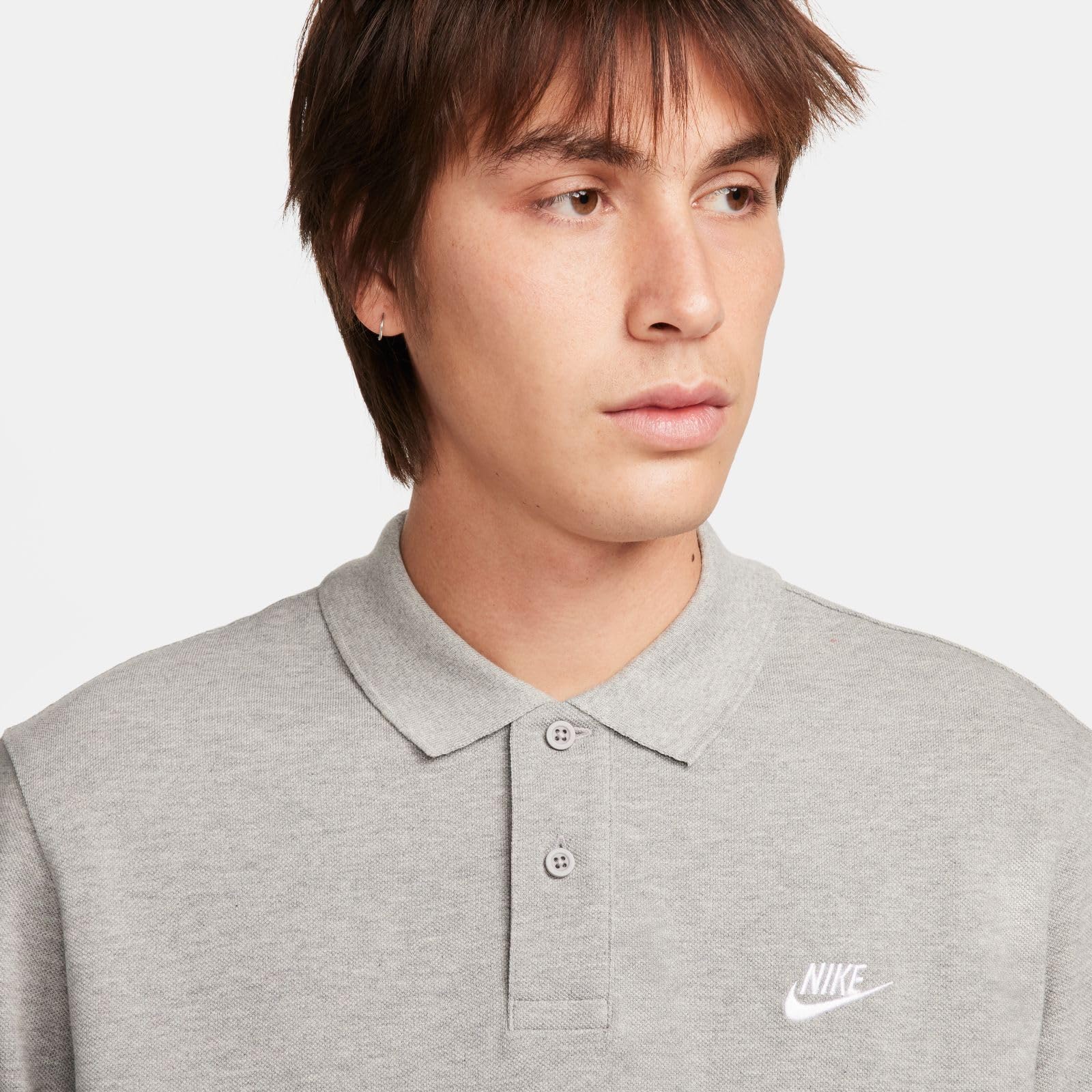 Nike FN3894-063 Nike Club Polo Shirt Hombre DK Grey Heather/White Tamaño M