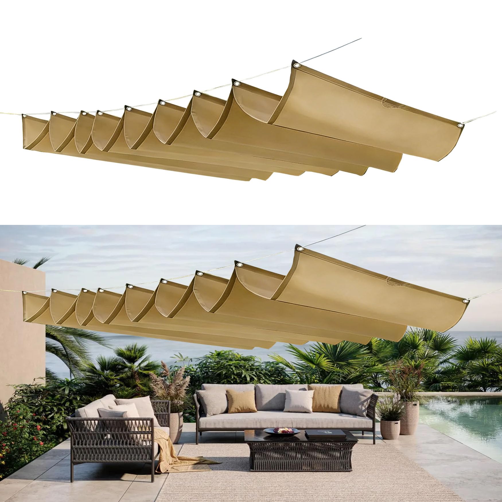 Voile d'ombrage rétractable en toile imperméable haut de gamme pour une terrasse design