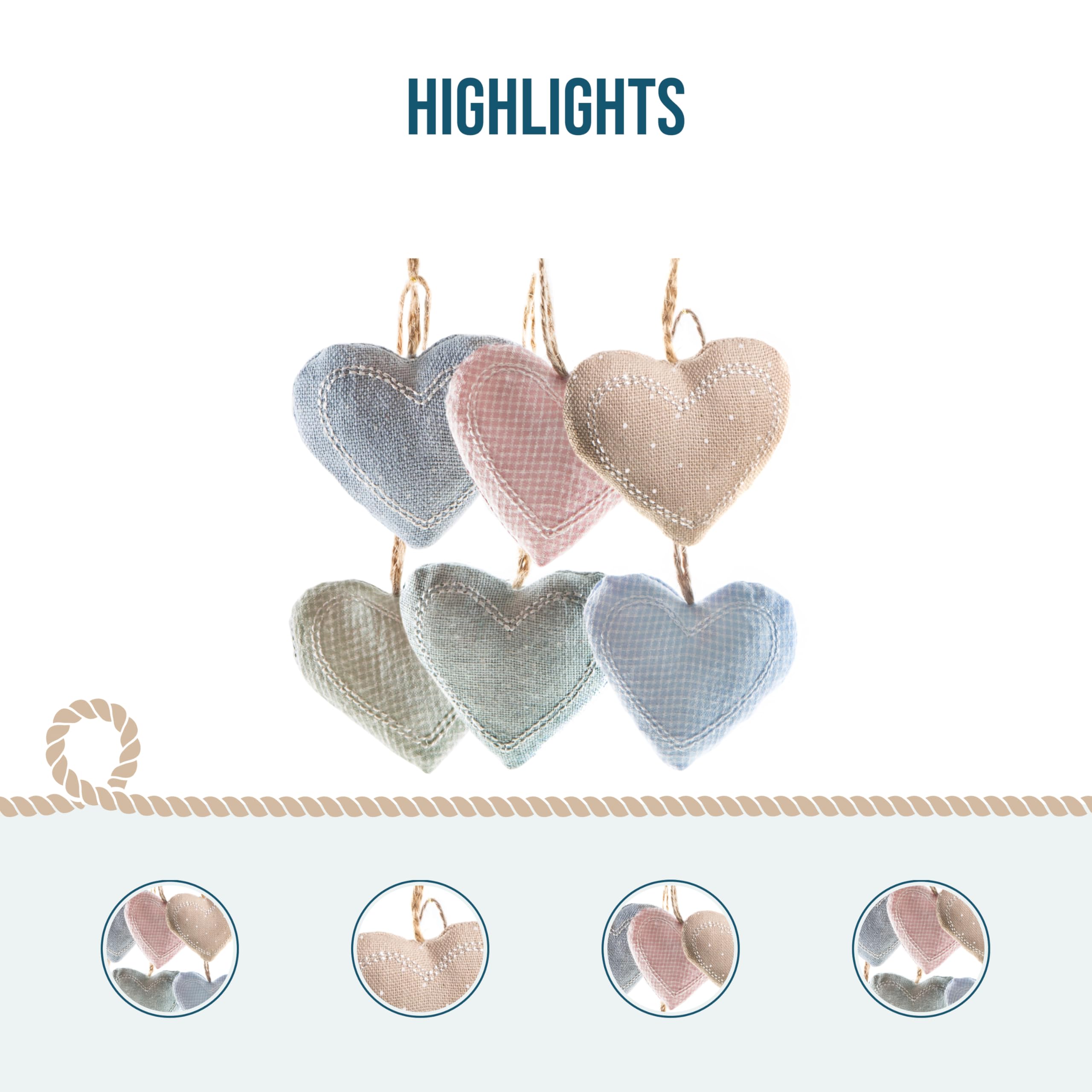 Set Di 6 Decorazioni A Cuore In Lana E Poliestere - Con Perline Di Vetro, Per Festa Della Mamma E Arredamento Casa - 3