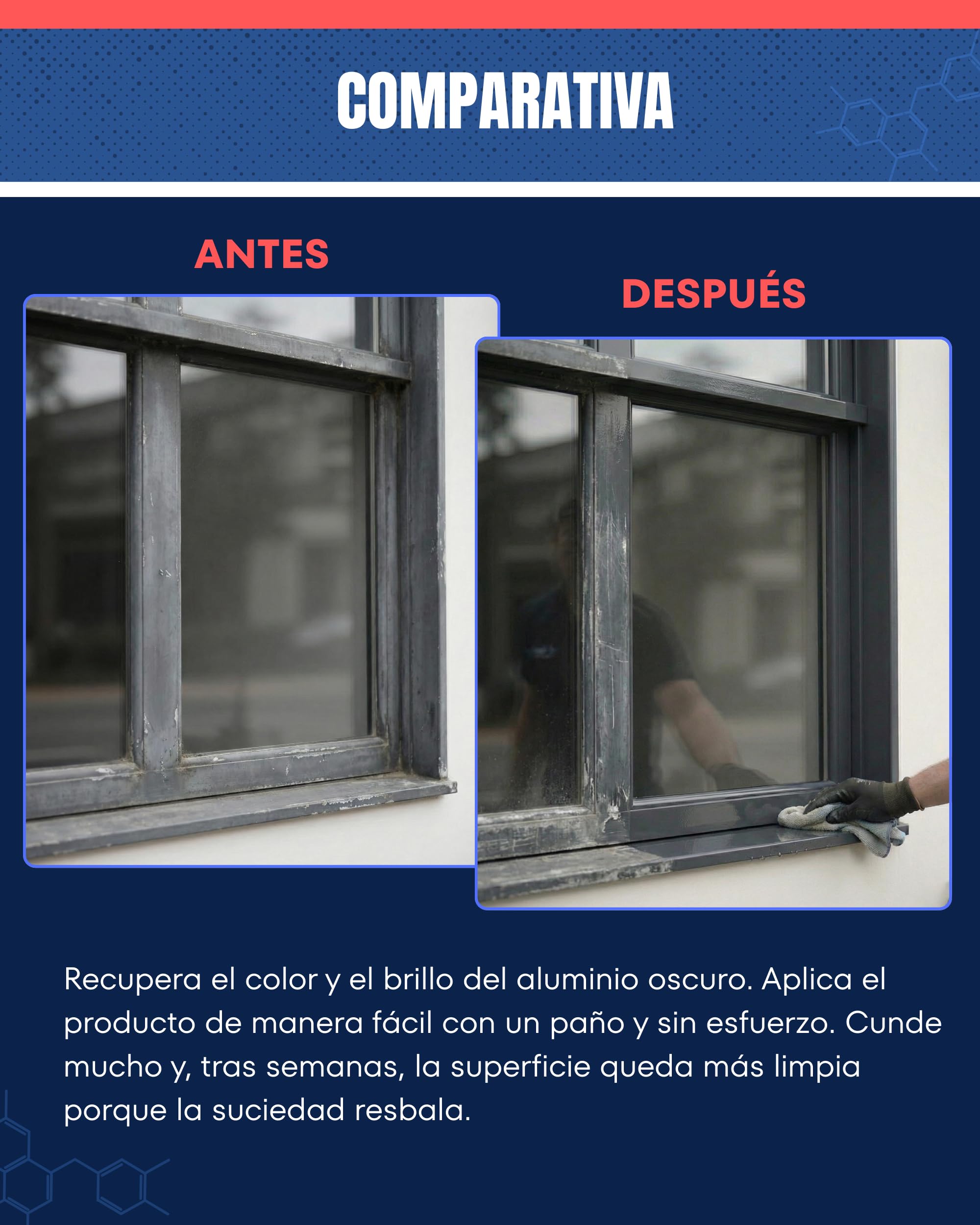 SLIKEM 1L - Restaurador Reparador Aluminio Lacado Oscuro con Silicona – Recupera Color y Brillo – Ventanas Puertas Persianas – Hidrofugante Antisuciedad