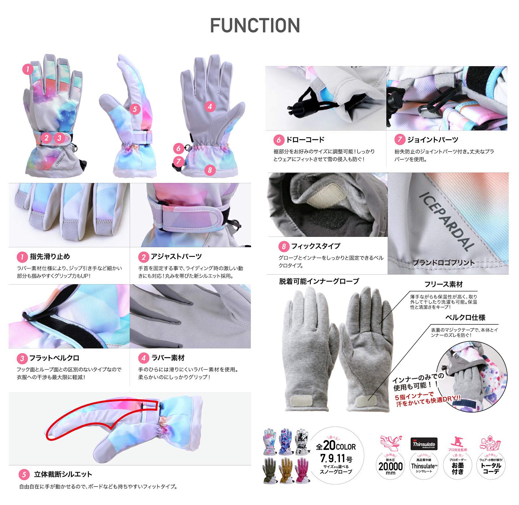 Amazon | icepardal(アイスパーダル) スノーボード グローブ
