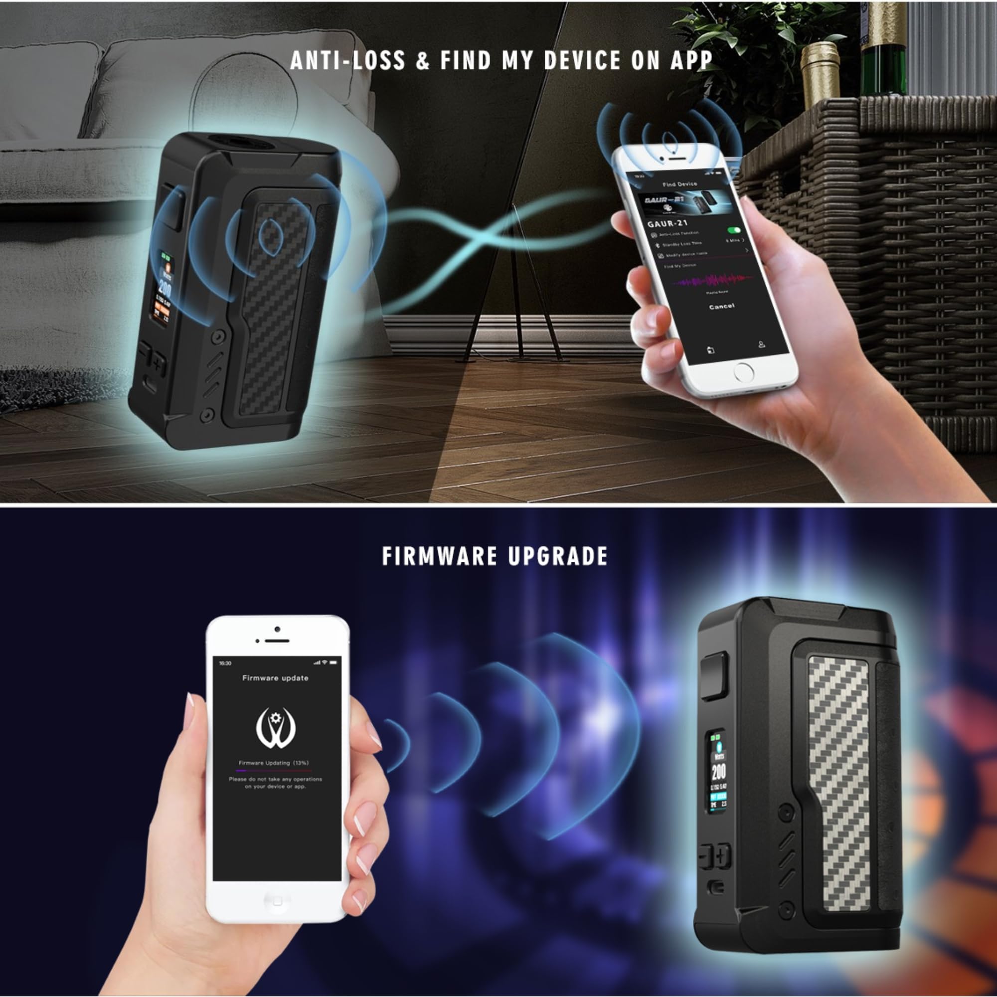 Vandy Vape Gaur-21 Vape Mod [Requires 2 x 21700 Battery - Sold Separately]  5-200W, Durable & Waterproof, OLED Screen, No Nicotine [Carbon Fiber  Black]: Amazon.co.uk: Electronics & Photo
