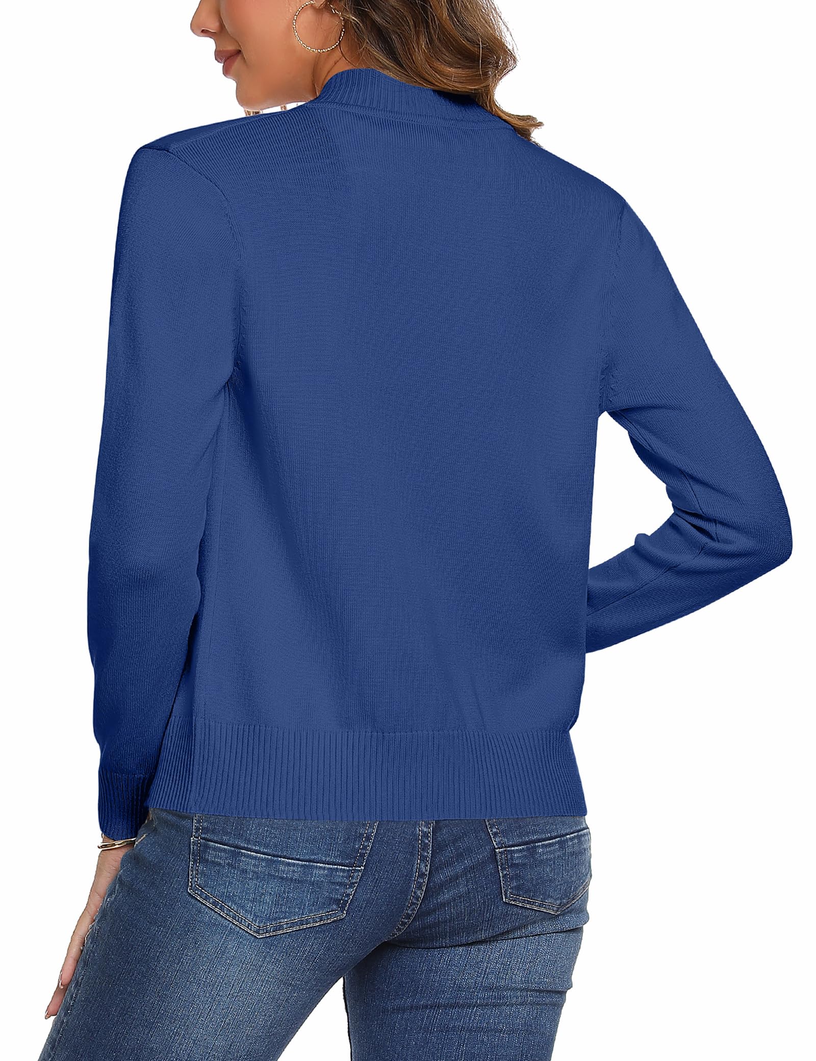 Aottori Cardigan Donna con Zip Maglione Cerniera Leggero Giacca in Maglia Elegante Golfino a Maniche Lunghe Pullover Aperta Casual per Primavera Autunno Invernale