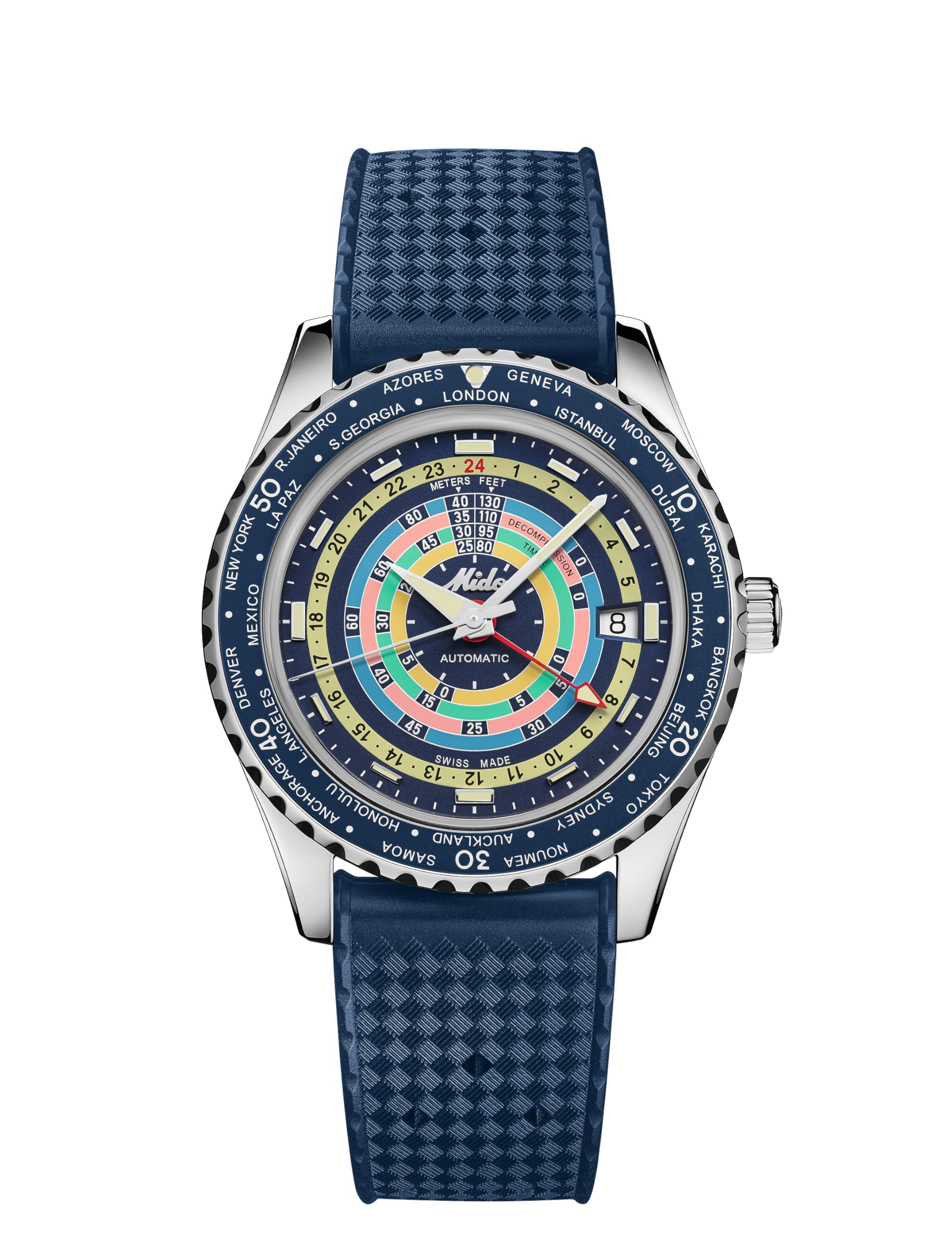 MIDO Decompression Worldtimer M0268291704100 Herren Automatikuhr 80h Gangreserve