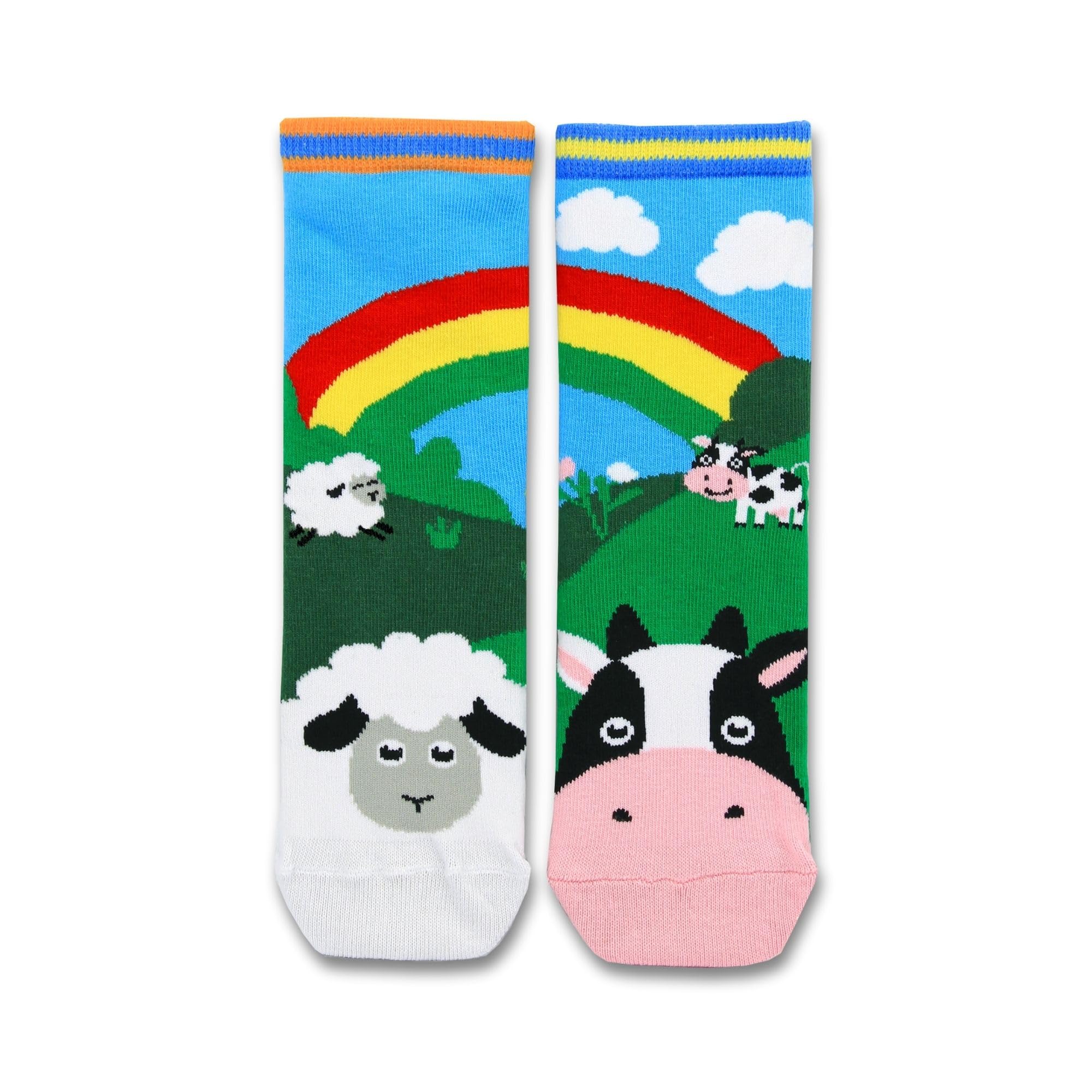 United Oddsocks Sheep Odd Pair For Kids – 1 Mismatched Pair Of Farm Animal Socks – Uk 9–12, Eur 27–30, Us 9.5–13 – Cotton Rich Countryside-Themed Socks – Fun, Cozy & Colourful For Kids
