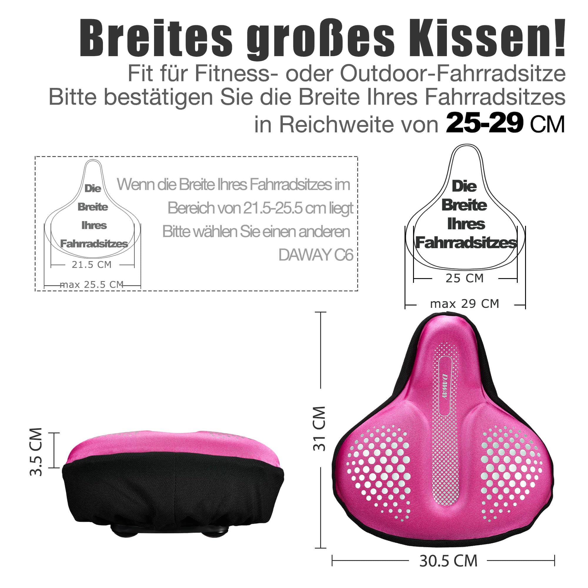 DAWAY Funda acolchada de gel de silicona y espuma viscoelástica para sillín de bicicleta, extra suave y cómoda, para Peloton, bicicleta estática, MTB, cómoda almohadilla para sillín para mujer, hombre