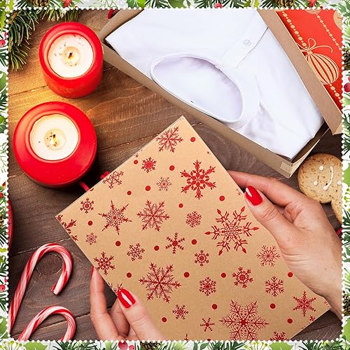 Miniatura 6 de Tenceur 12 cajas de regalo para camisas de Navidad, caja de papel kraft para camisas con tapas, 4 diseños de 14.2 x 9.4 x 2 pulgadas, cajas de