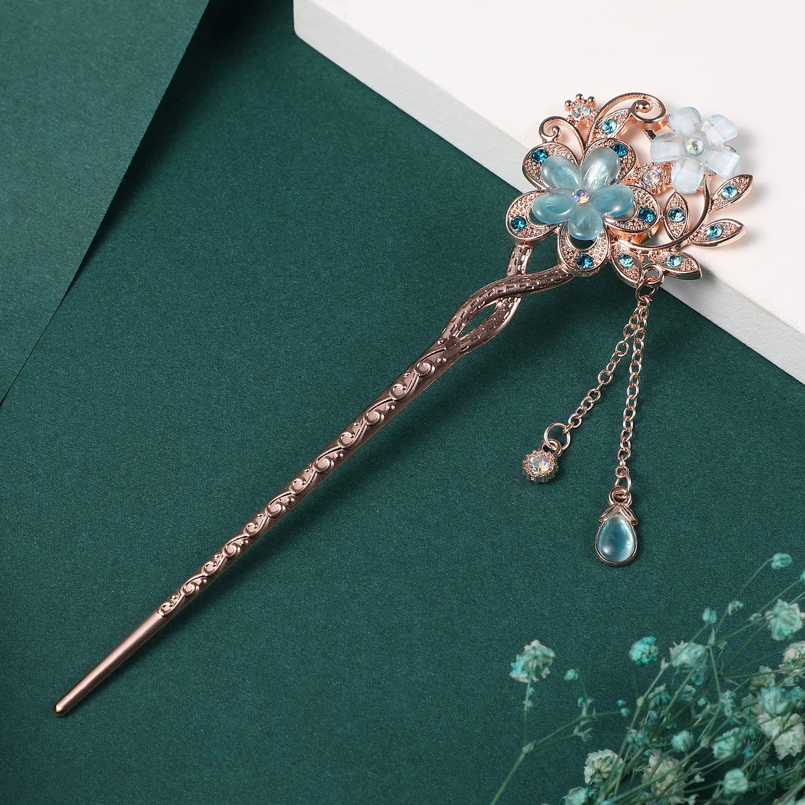 Frcolor Vintage Hair Stick - Fermaglio per capelli con strass a doppio denti, colore: viola