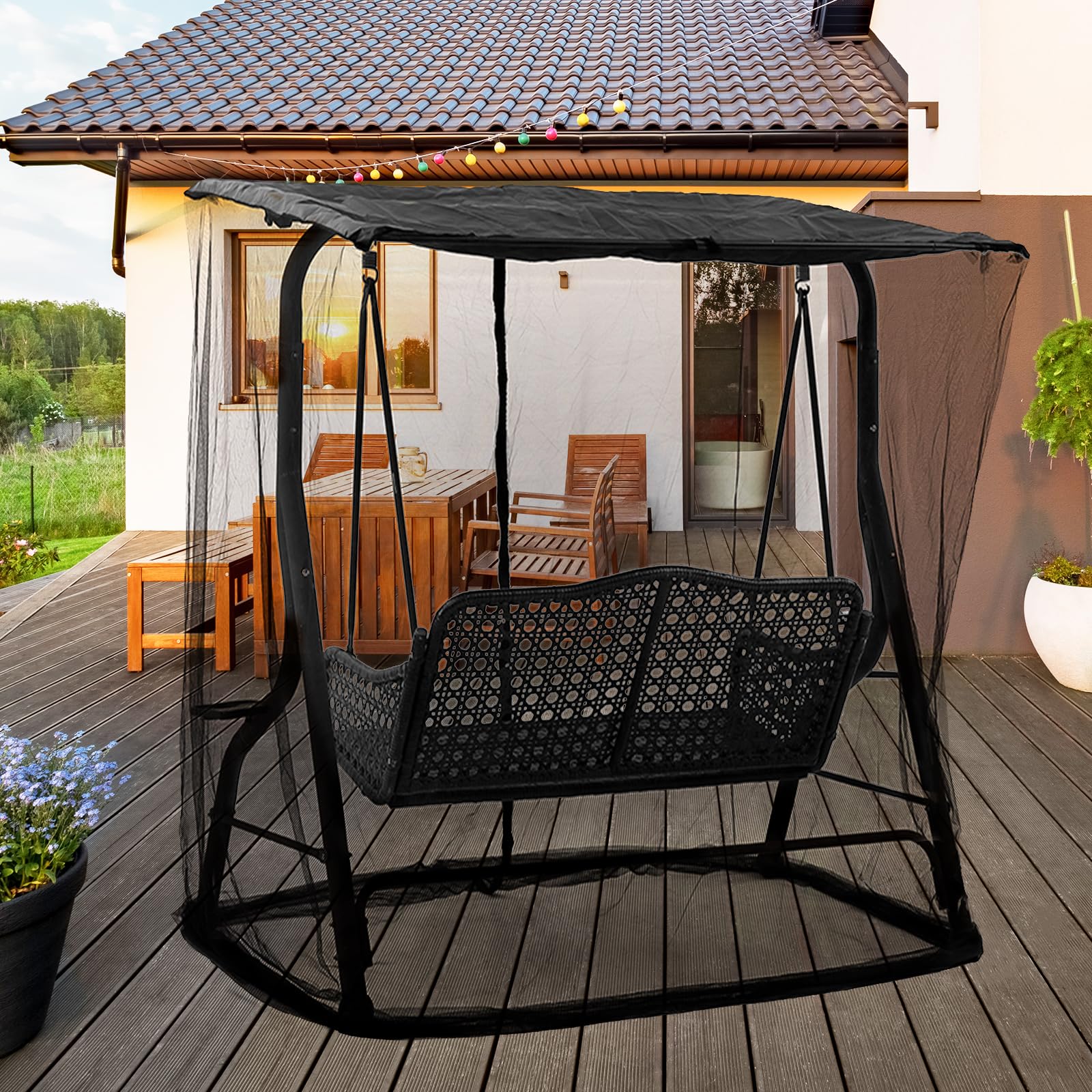Moustiquaires, Moustiquaire avec Fermeture éclair pour Parasol 3 Places Balançoire De Porche Moustiquaire pour Balançoire De Jardin Extérieure Balcon Voyage Camping Chaise Pivotante