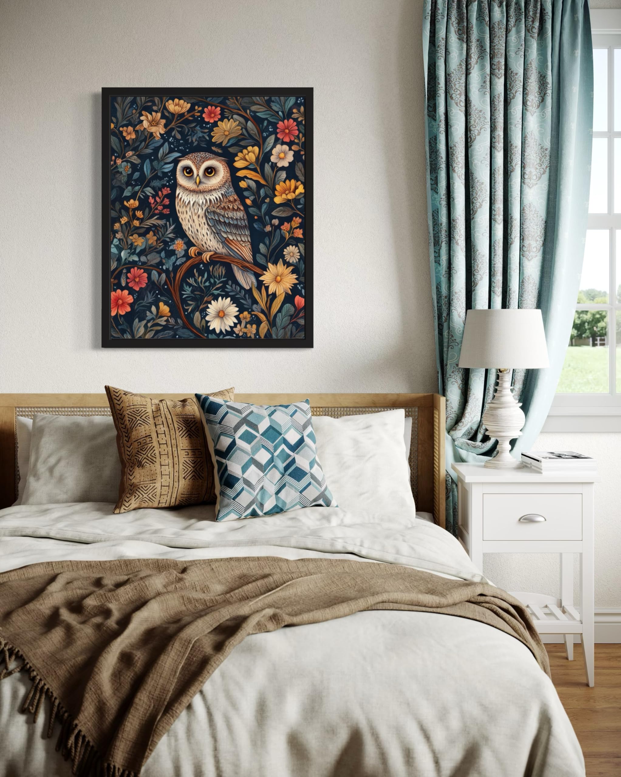 Amazon.com: Owl Art Print Poster, William Morris Style Retro Mid