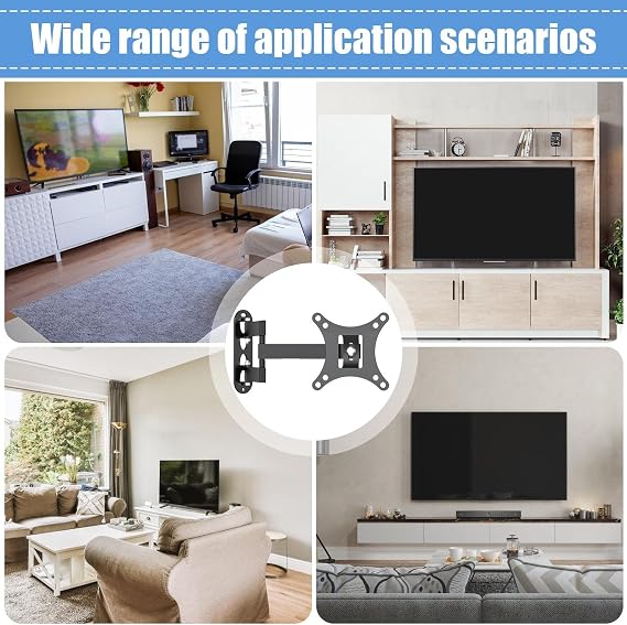 TV Articulating Arm - Full Motion Wall Mount Bracket with Swivel Extension | Adjustable Monitor Mount for LED, LCD, TV, Flat Screen Displays, Home Theater, Office, Setup