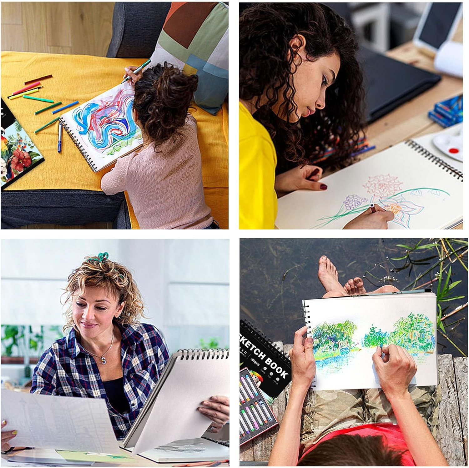 HEYPLACE Sketch Book for Drawing 9" x 12" (100gsm), 80 Sheets, Top Spiral Bound Sketch Pad, Artist Drawing Book Paper Painting Sketching Pad (1 Pack)