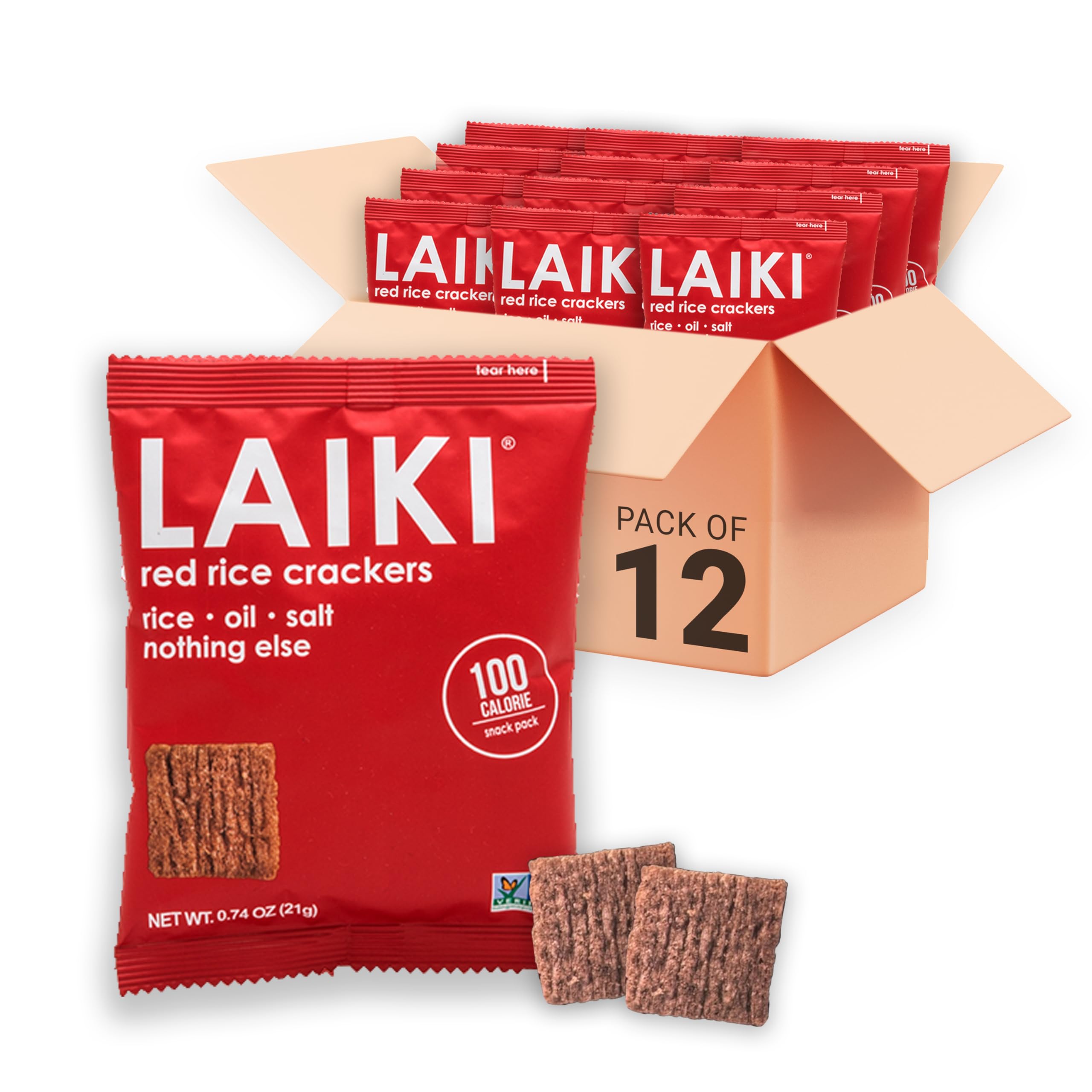 Gluten Free Rice Crackers - Red | Low Sodium Healthy Snack | Vegan SEED-OIL FREE Snack | NON-GMO | GF Snack for Adults | Diabetic Friendly | Gluten Free Variety Pack | Clean & Vegan | Party Snack |