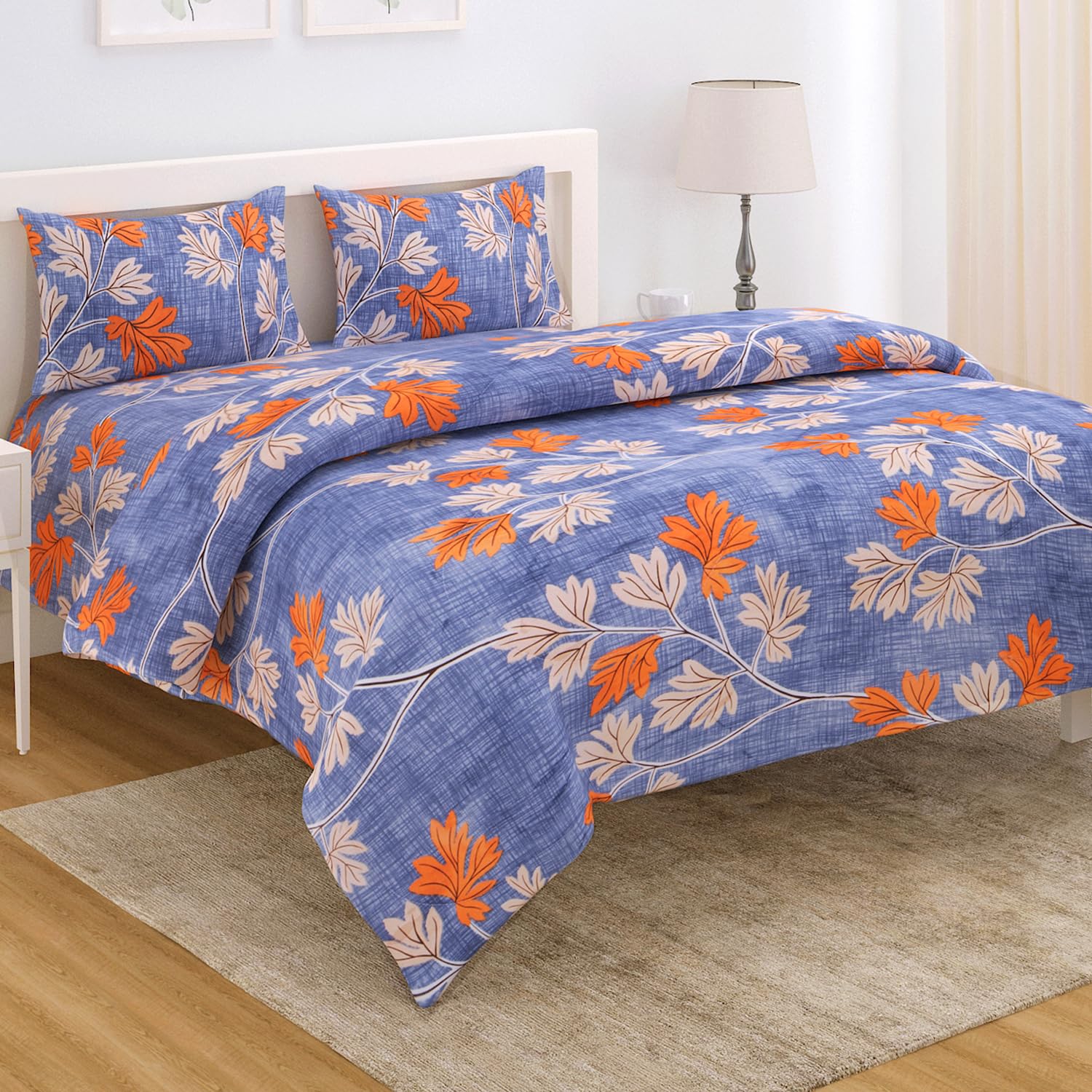 HOKIPO Microfiber Ultra Soft Reversible Double Bed Bedding Set with Comforter/Blanket, 1 Bedsheet and 2 Pillow Cover | All Weather Duvet | 220 GSM (IN-560-D8)-image-14