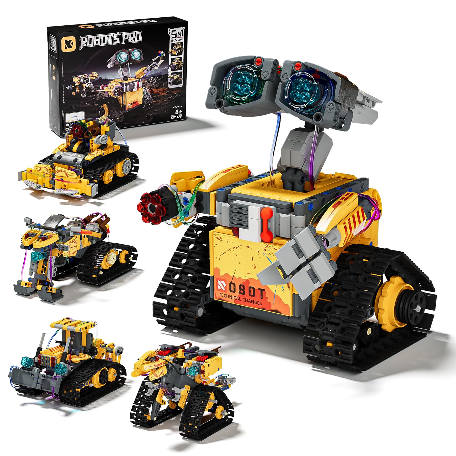 ZWOOS Robot zestaw do montażu dla dzieci, 5 w 1, programowalny STEM, zabawka z aplikacją i pilotem zdalnego sterowania, 673 części, diody LED, dla chłopców w wieku 6-12 lat