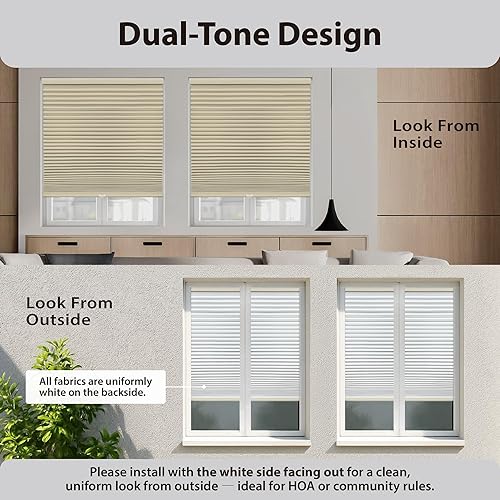 Miniatura 8 de DEZ FURNISHINGS Persiana Celular Opaca Inalámbrica de 1.5", Ahorro de Energía, 23" An x 72" Al, Alabastro