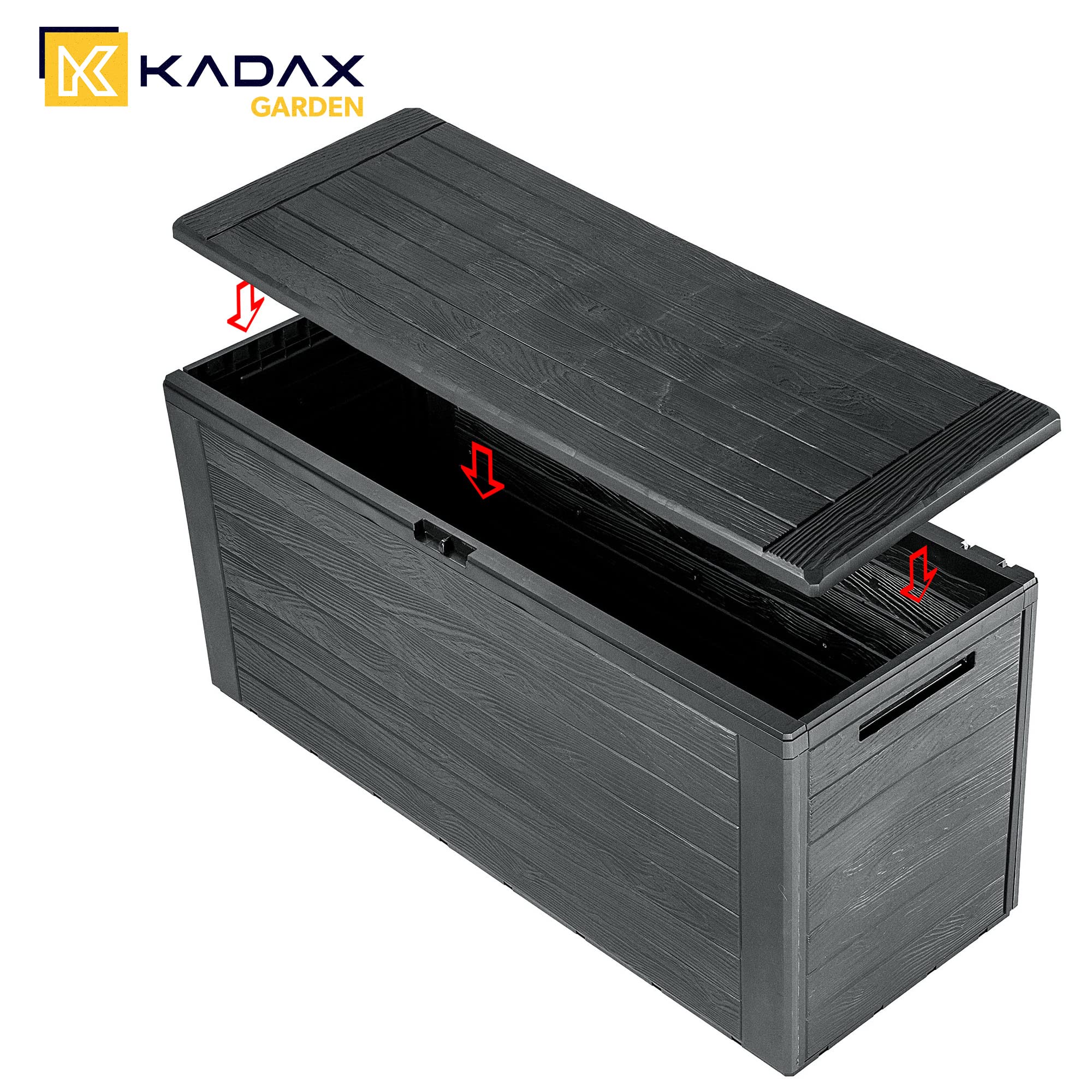 KADAX Coffre de Jardin 280 L Boîte de Rangement Plastique Anthracite