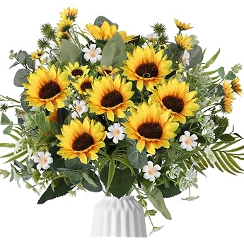 8 B ndel Sonnenblumen Strau  K nstlich Kunstblumen Deko Seidenblumen
