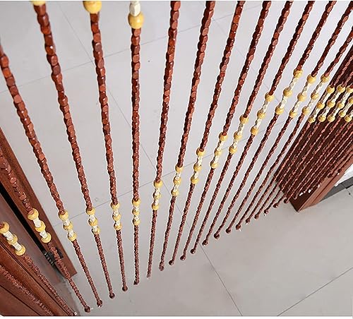 Miniatura 5 de Cortina de cuentas de bambú natural para puerta, 27 hebras, flecos con cuentas para puerta, cortinas hechas a mano, cortinas colgantes con cuentas,