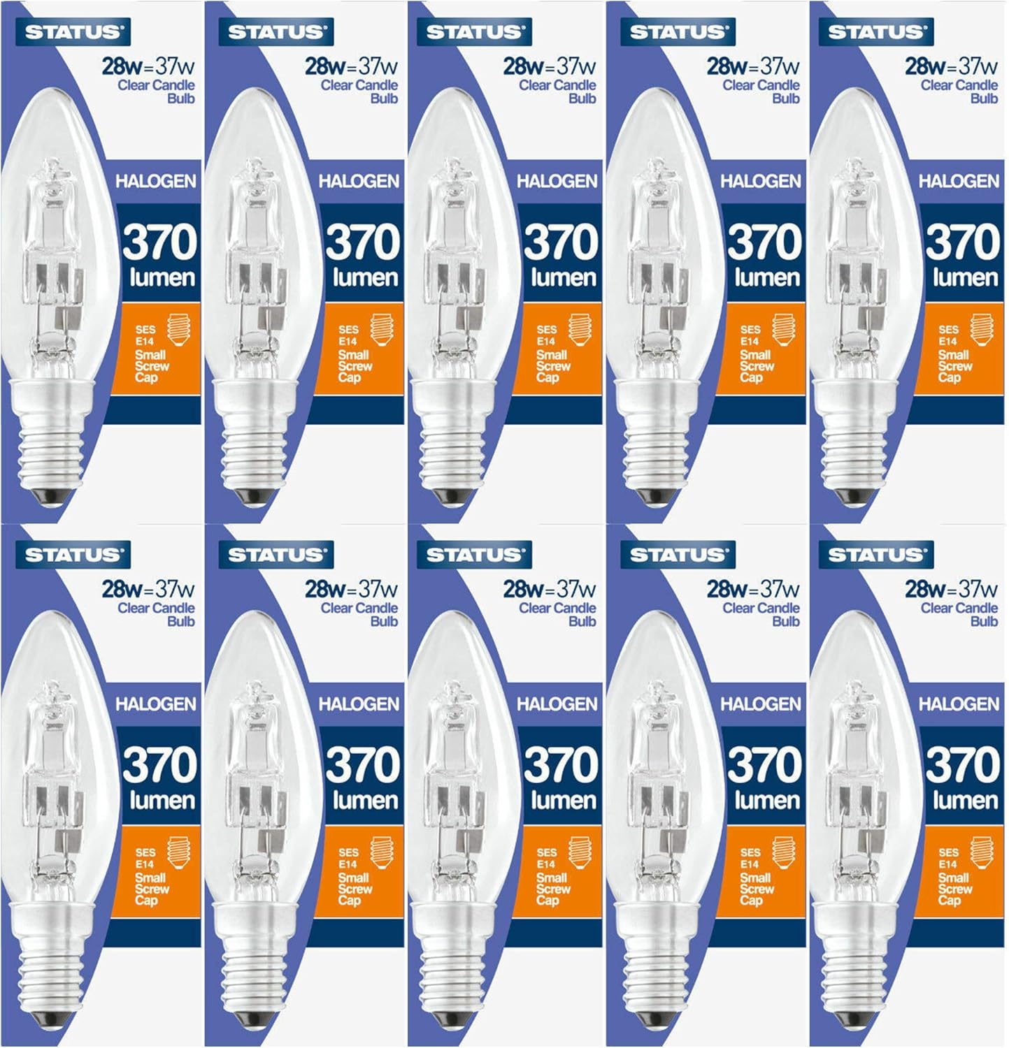 Status 28w 37w Watt E14 SES Small Screw In Clear Halogen Saver Candle
