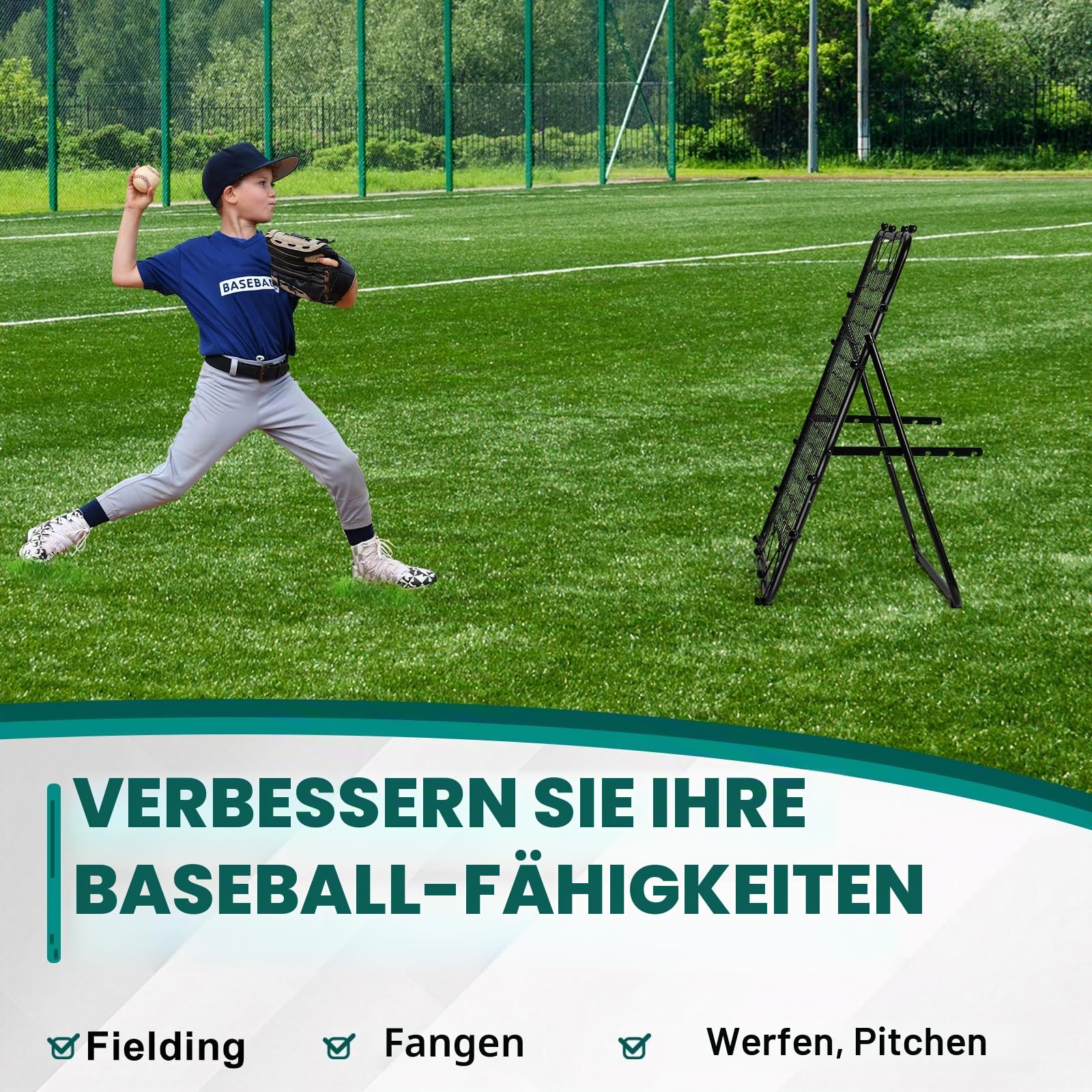 LIANTRAL Rebounder für Fußball, Volleyball Netz, 80 x 87 cm, verstellbares Kickback-Ziel