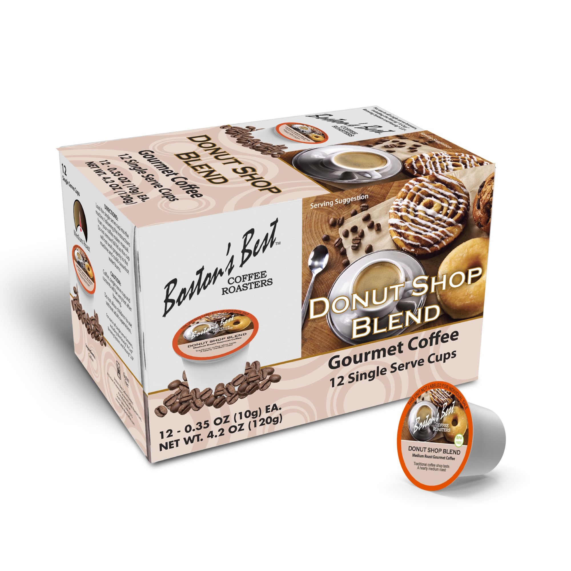 Boston’s Best - Hearty Donut Shop Decaf Medium Roast Coffee, Delicious Gourmet, Compatible with Keurig CoffeeMaker, 1 Count (12 Single Serve Cups)