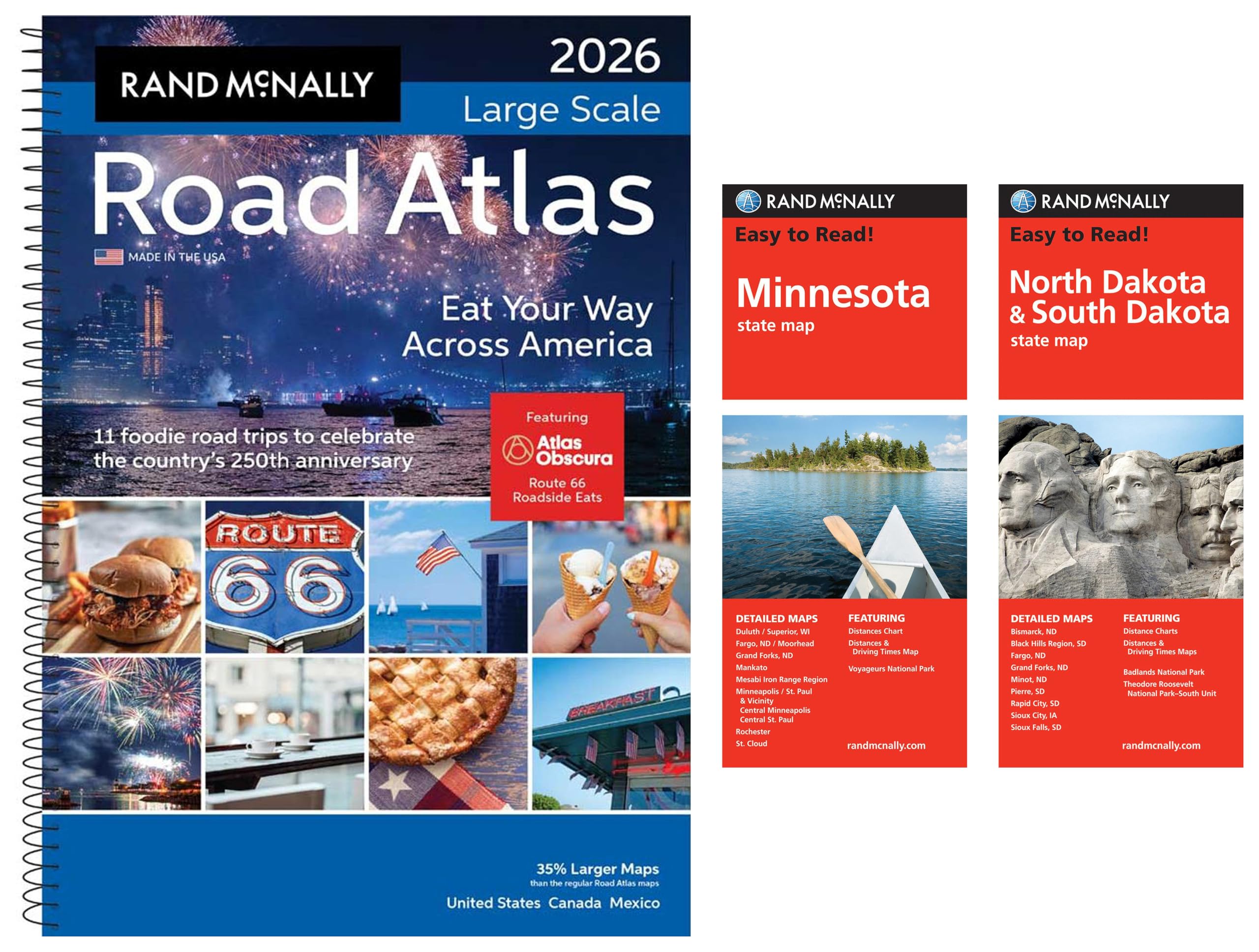 2026 Large Scale Road Atlas with Easy to Read Minnesota & North Dakota/South Dakota State Maps