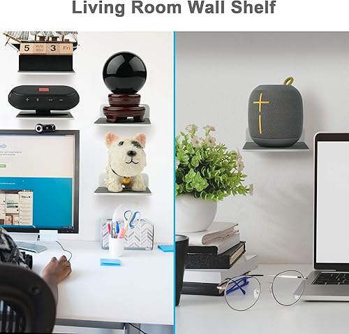 Miniatura 8 de TXEsign Soporte de altavoz para estante de pared, estante de pared pequeño para altavoz, cámara web, teléfonos celulares, estante flotante acrílico