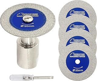 SHDIATOOL Diamond Glass Cutting Blade with 5/8"-11 Flange, 50mm (2 inch) Mini Carving Disc for Angle Grinder on Glass, Tile, Porcelain, Ceramic(Pack of 5)