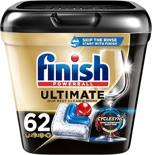 Finish Detergente para lavavajillas Ultimate - 62 unidades - Con tecnología CycleSync - Tabletas para lavavajillas - Tabletas para platos