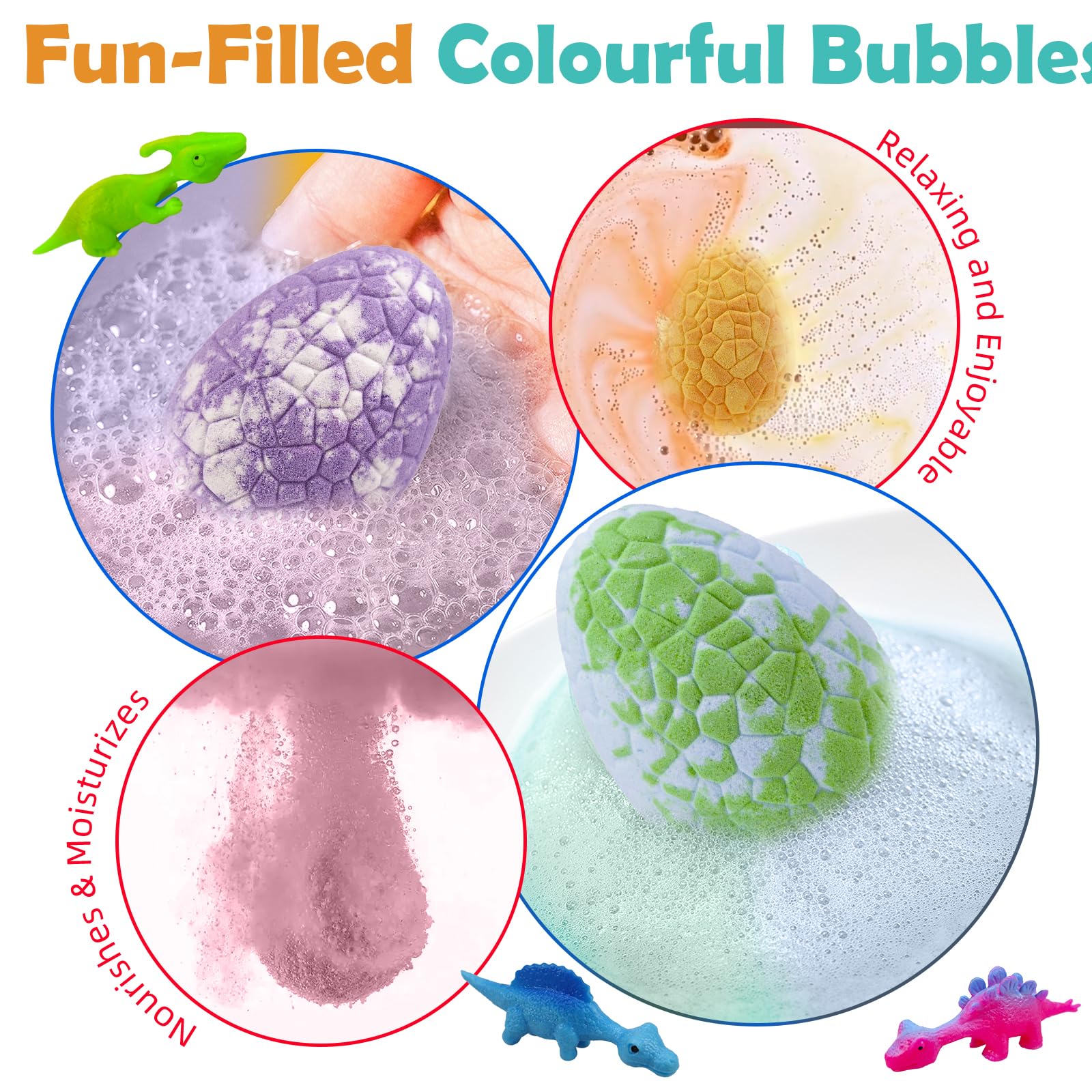 Jinlaili 6 Pezzi Bombe da Bagno Bambini con Sorpresa Dinosauro all'interno, Bombe da Bagno Set Regalo, Bombe Doccia Aromaterapia con Oli Essenziali, Bombe da Doccia Regalo per Ragazze Ragazzi (B)