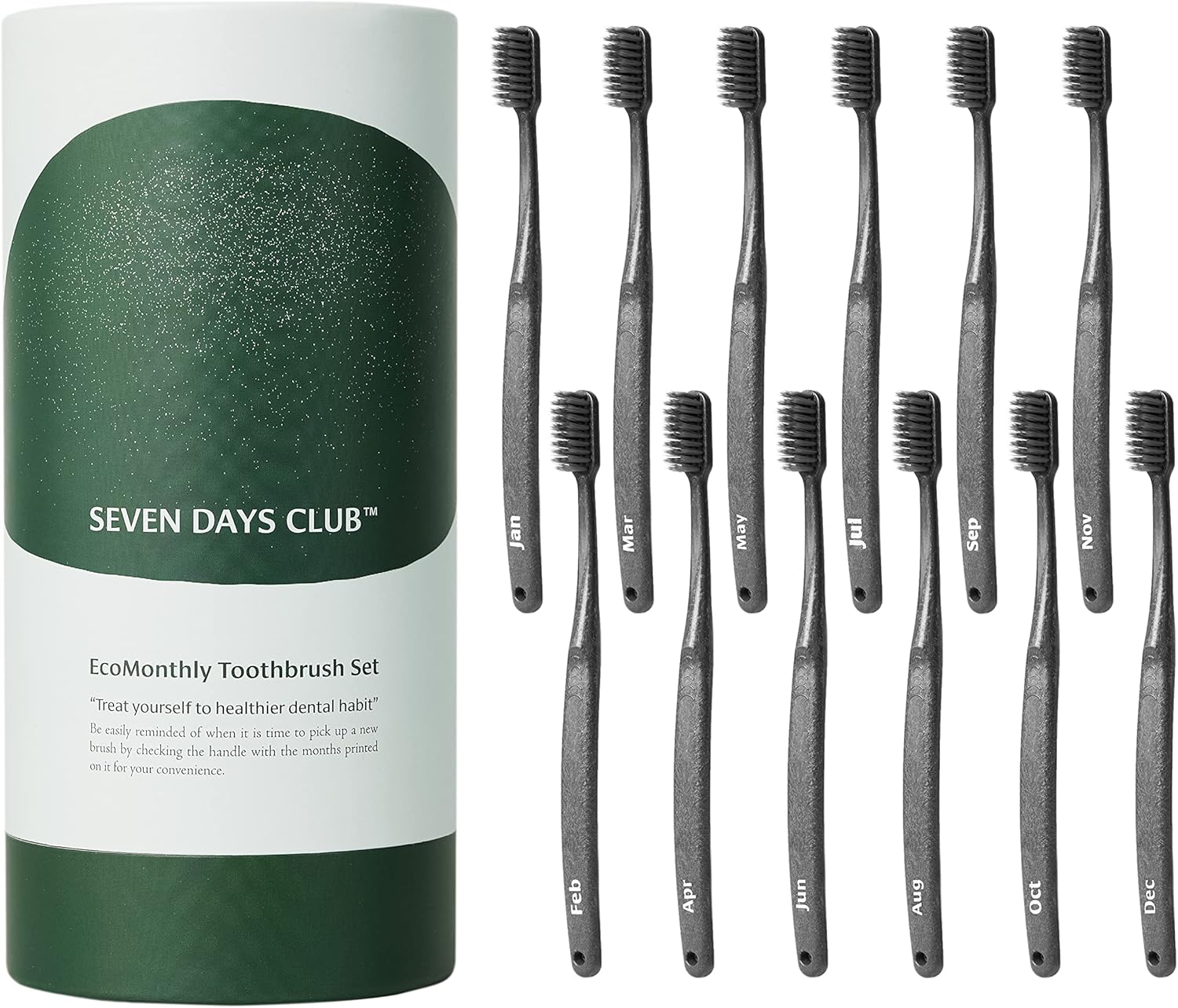 SEVEN DAYS CLUB Charcoal Toothbrushes Soft Bristles Pack
