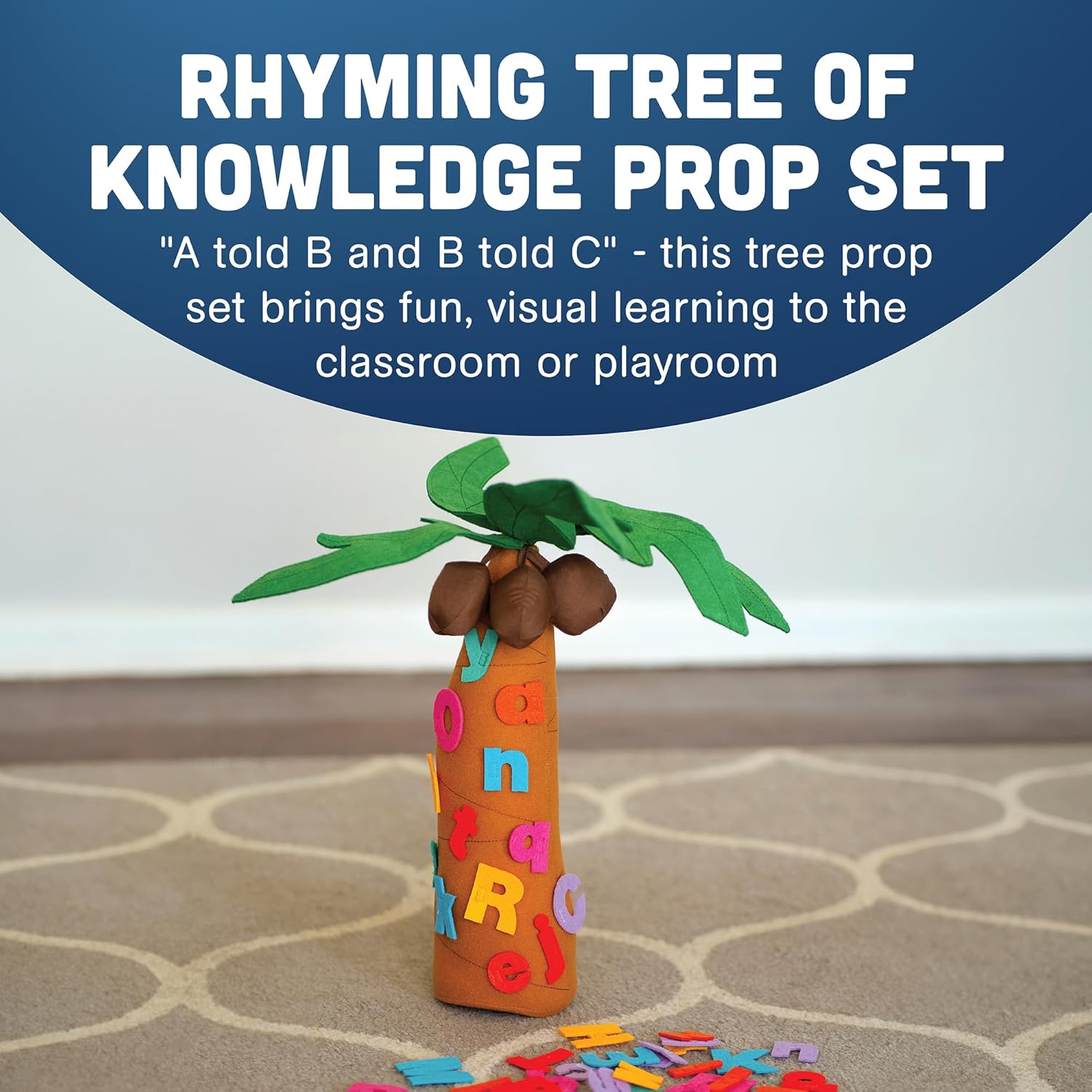 Constructive Playthings Tree and Letters Props for "Chicka Chicka Boom Boom" Children's Book, 14" H Plush Tree with 26 Lowercase and 26 Uppercase Letters for Kids Ages 2+