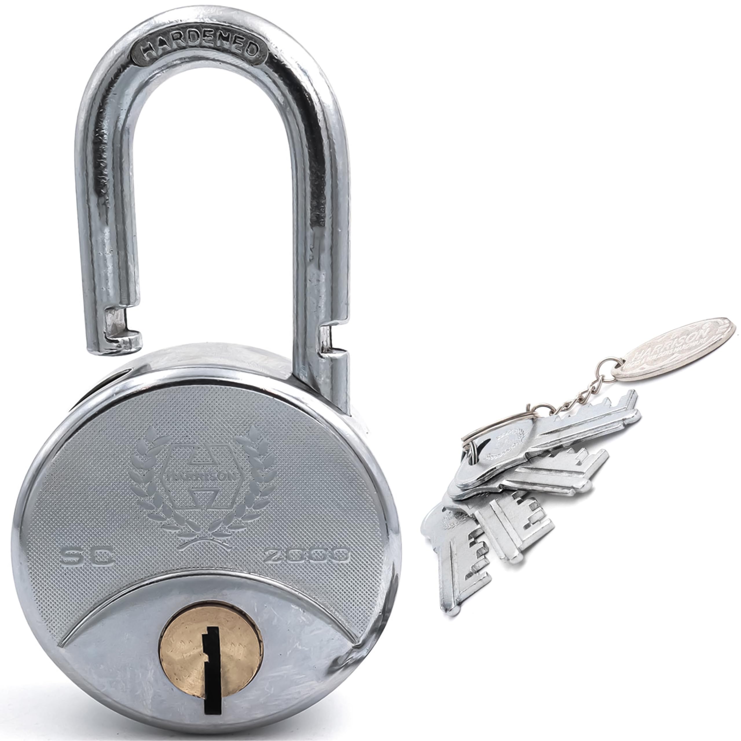 Harrison Padlocks/Round Padlock 75mm 12 Lever with 4 Keys SC-2000-0558 Pack of 1/ Mild Steel Material/Bright Chrome Plated Finish/Door Lock, Shutter Lock, Godown Lock, gate Lock (B0CVDWV9LS) Amazon Price History, Amazon Price Tracker