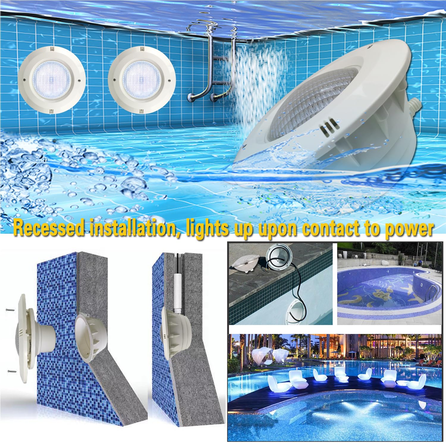 BARCELONA LED Faretto LED per piscina sommersa PAR56 24W 12V AC, luce bianca potente, IP68 impermeabile, risparmio energetico, illuminazione sicura e duratura per piscine fontane