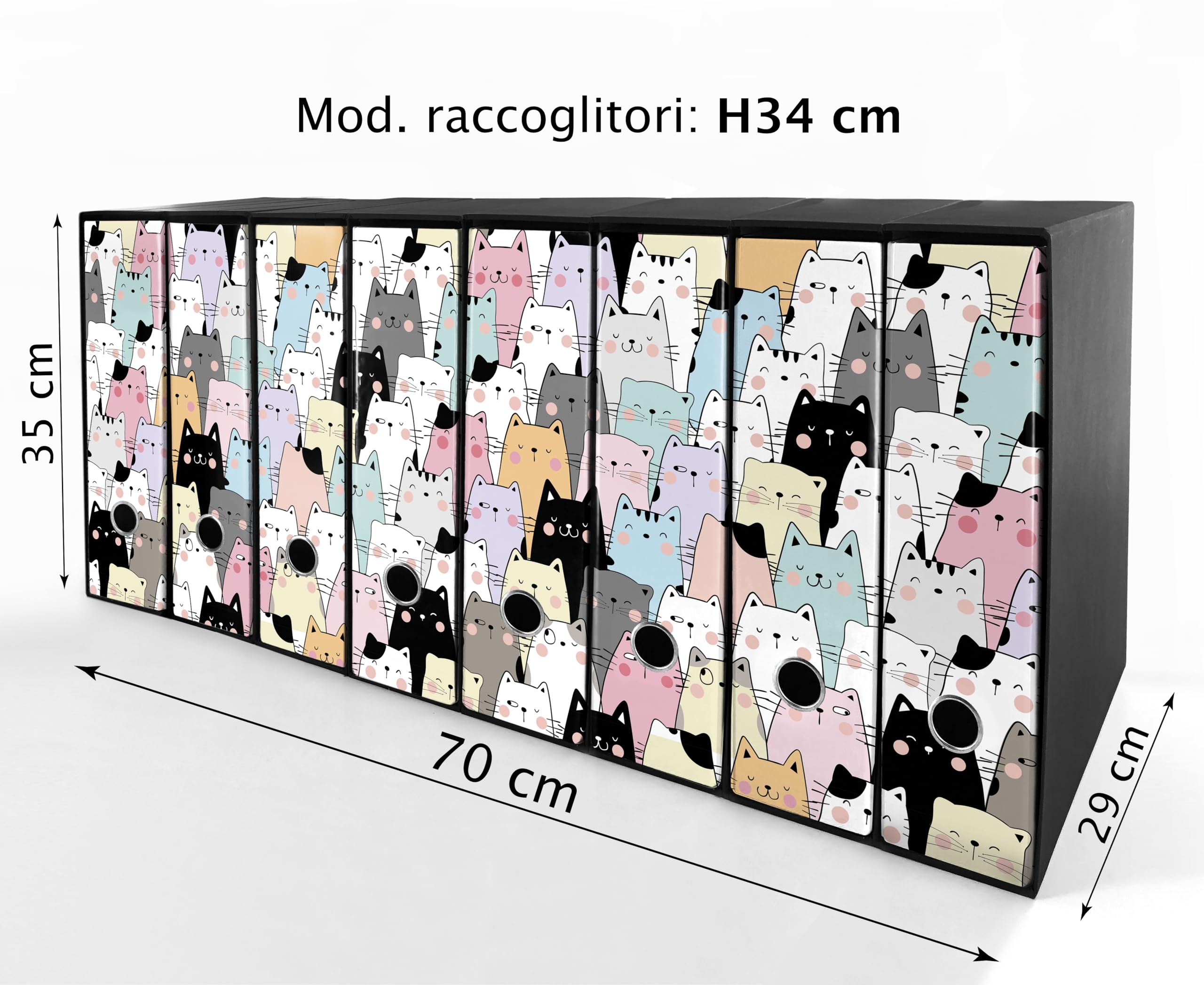 Set da 8 raccoglitori ad anelli GATTONI - Faldoni SHAREPRINTING (H34 con 4 anelli)
