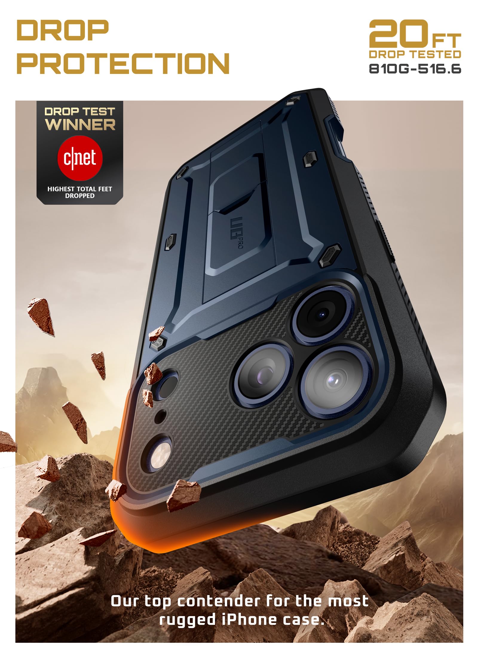 SUPCASE Etui na iPhone 17 Pro Max 6,9 cala z przyciskiem sterowania aparatem, Etui Outdoor 360 stopni, Bumper, Pokrowiec ochronny [UBPro] z ochroną ekranu, podstawką i klipsem na pasek (koralowe)