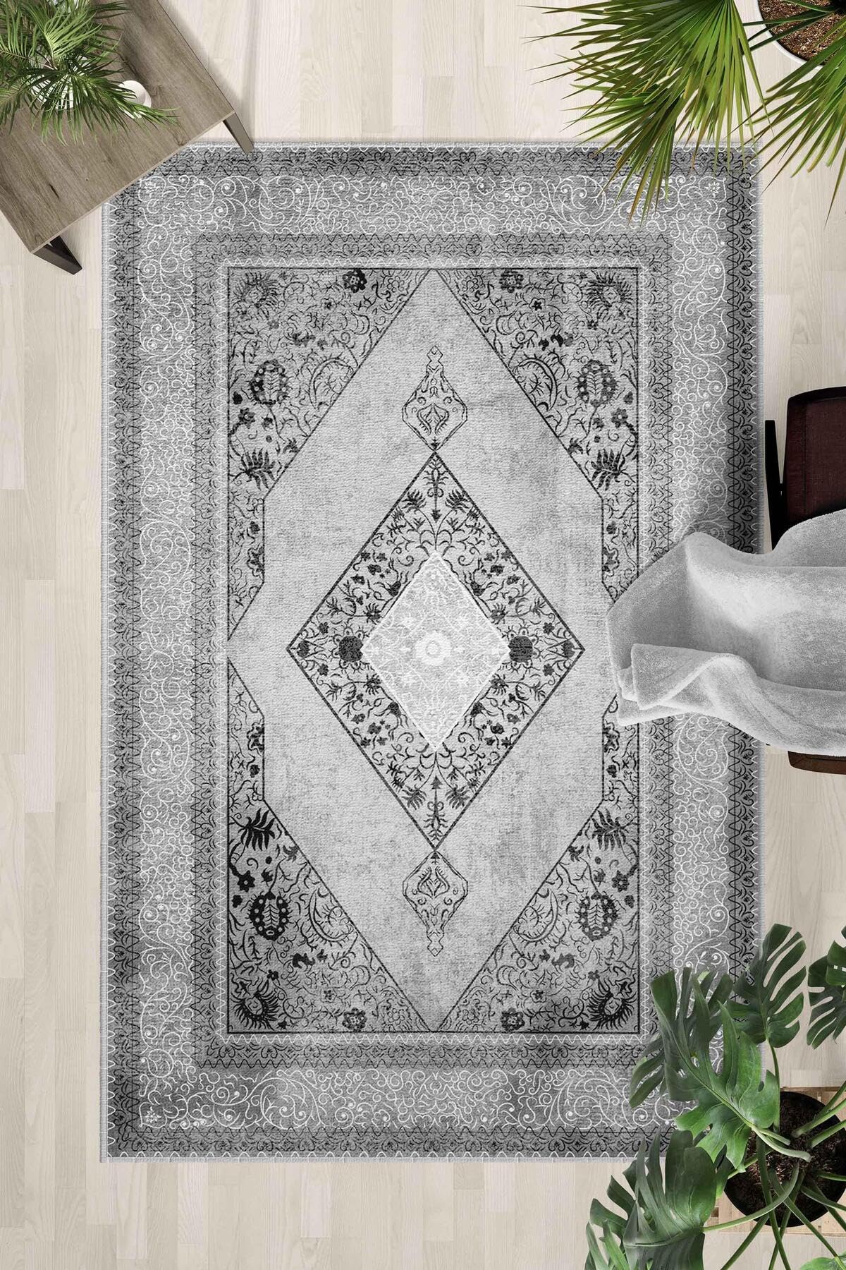Monnhein Çok Renkli Halı 0076 - Yıkanabilir, Kaymaz Taban, Dijital Baskılı, Leke Tutmaz, İnce Hav, Modern Salon, Oturma Odası, Yatak Odası ve Mutfak için Dekoratif Halı