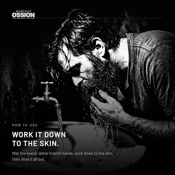 Morfose Ossion Beard Shampoo and Wash for Men, Gentle Cleanser with Softening Conditioner Effect, Daily Care for Growth and Itch Relief, Premium Barber Line, 3.38 Fl Oz