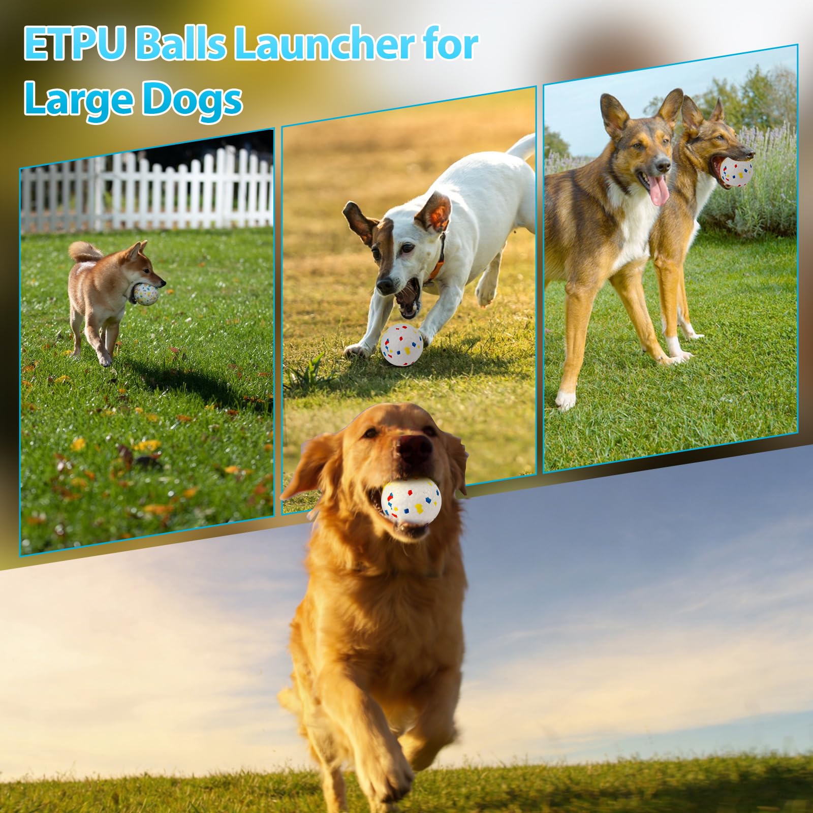 CDIYTOOL Lanceur de balles automatique pour chien, rechargeable sans fil, machine de lancement de balles interactif pour grands chiens, 3 réglages de distance avec télécommande, 3 balles