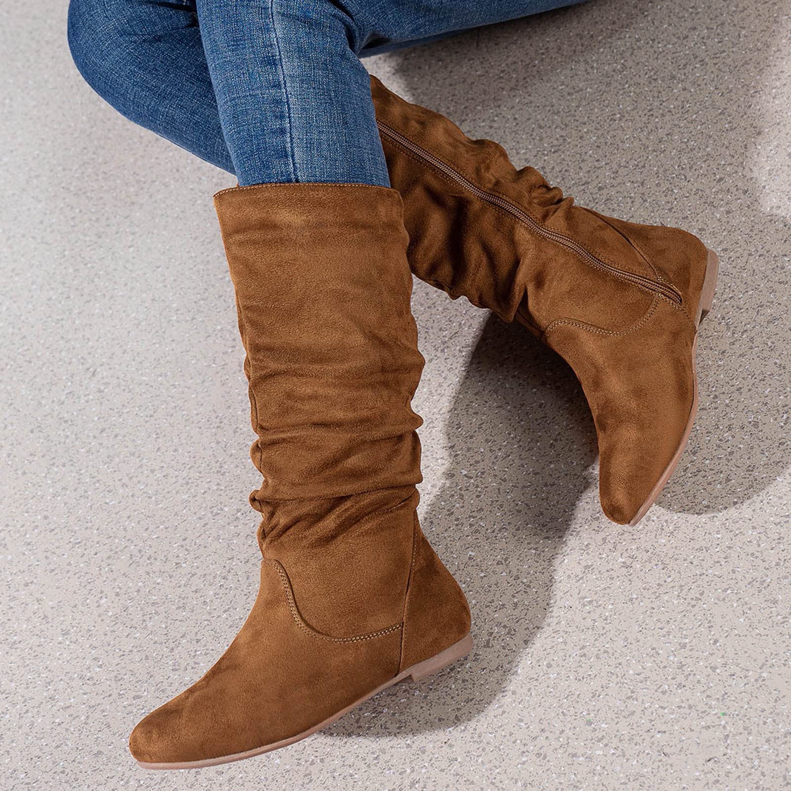 Generisch , tinta unita, pieghettato, stivali a pelo, stile britannico, piatti, medie scarpe da donna con lacci nero